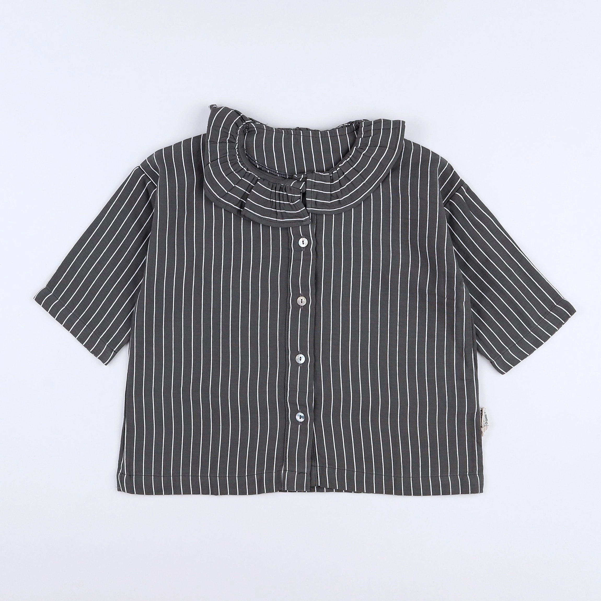 Poudre Organic - blouse gris à col boutons devant - 6 ans