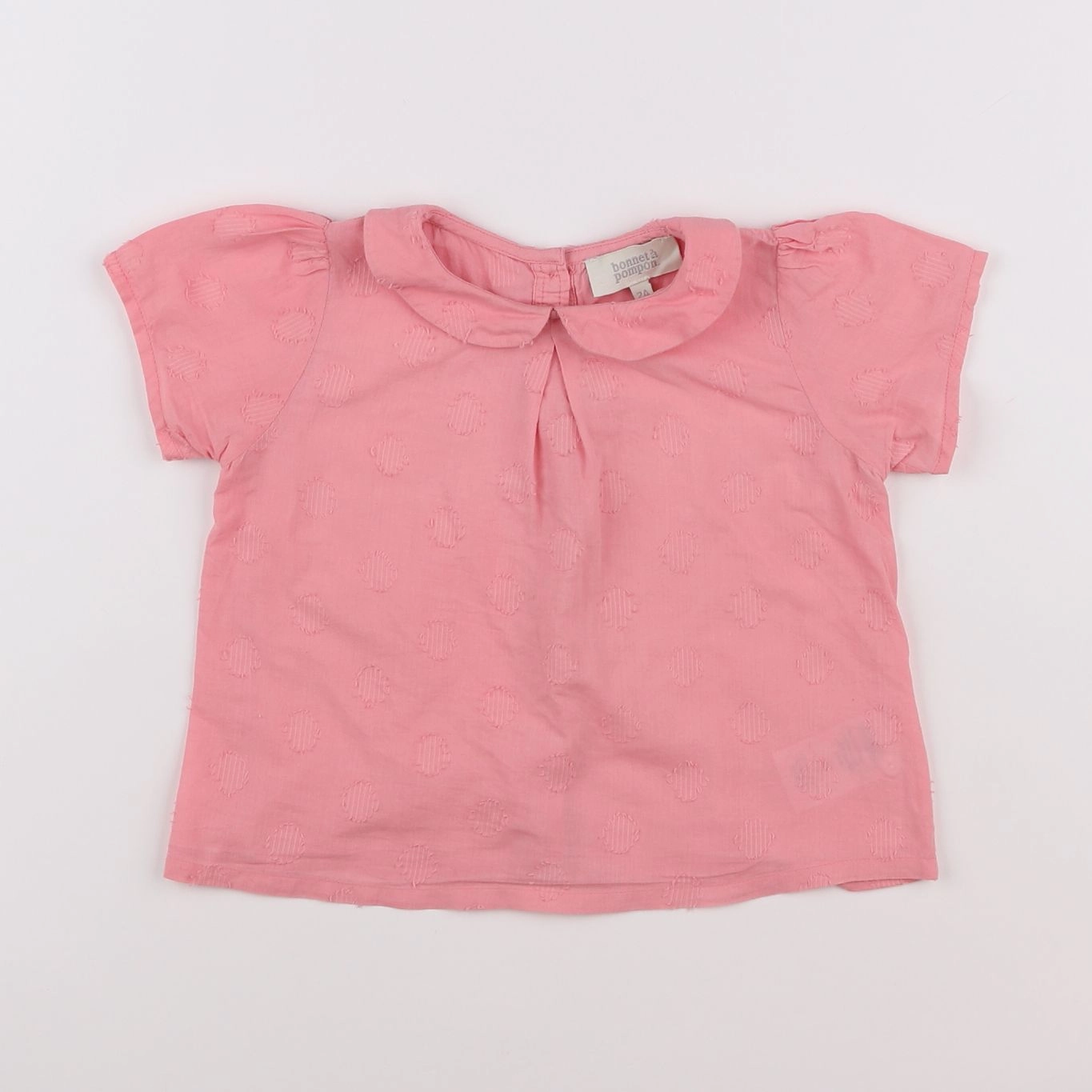 Bonnet à Pompon - blouse rose - 2 ans