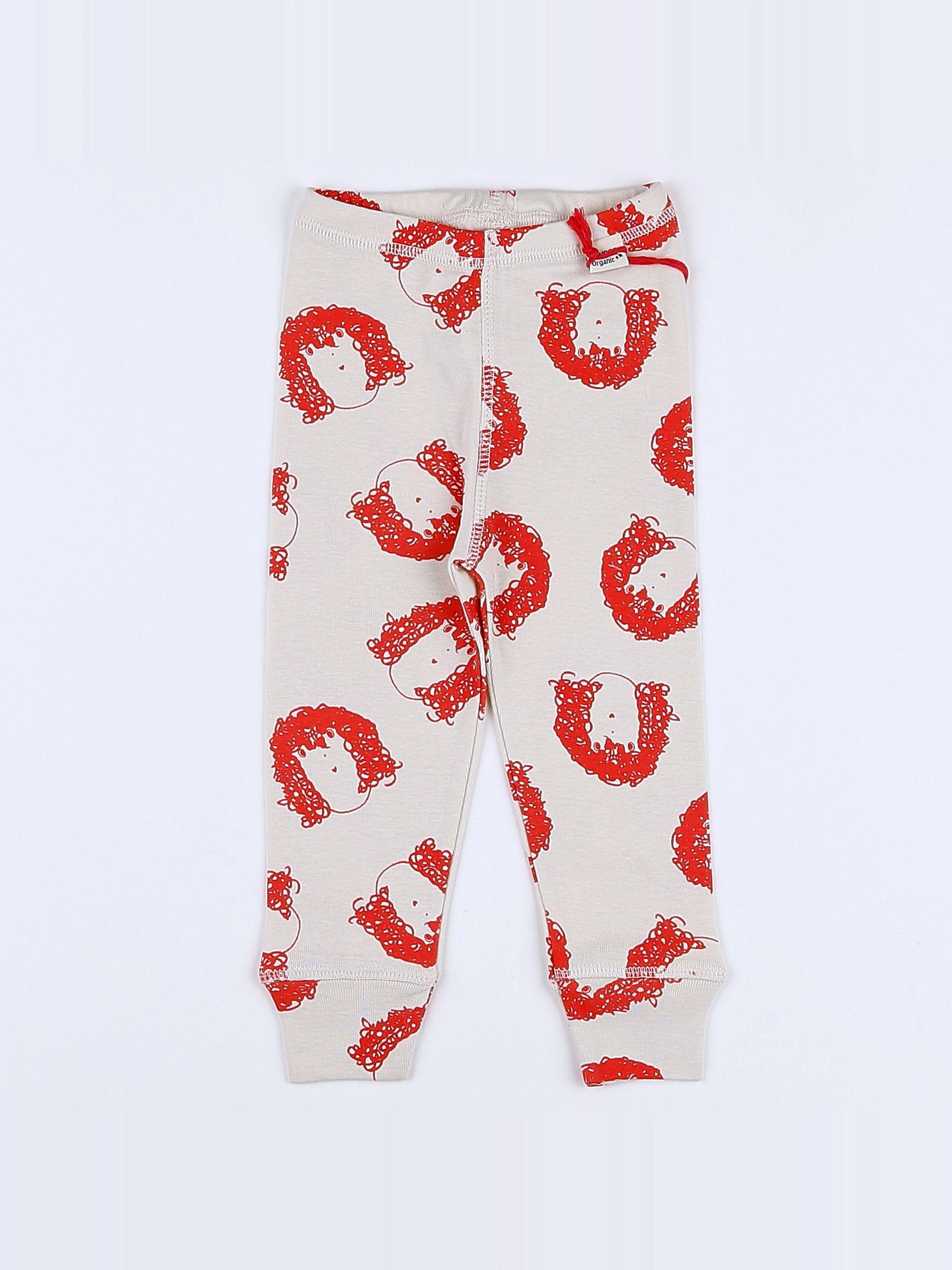 Poudre Organic - legging beige, rouge - 3 mois