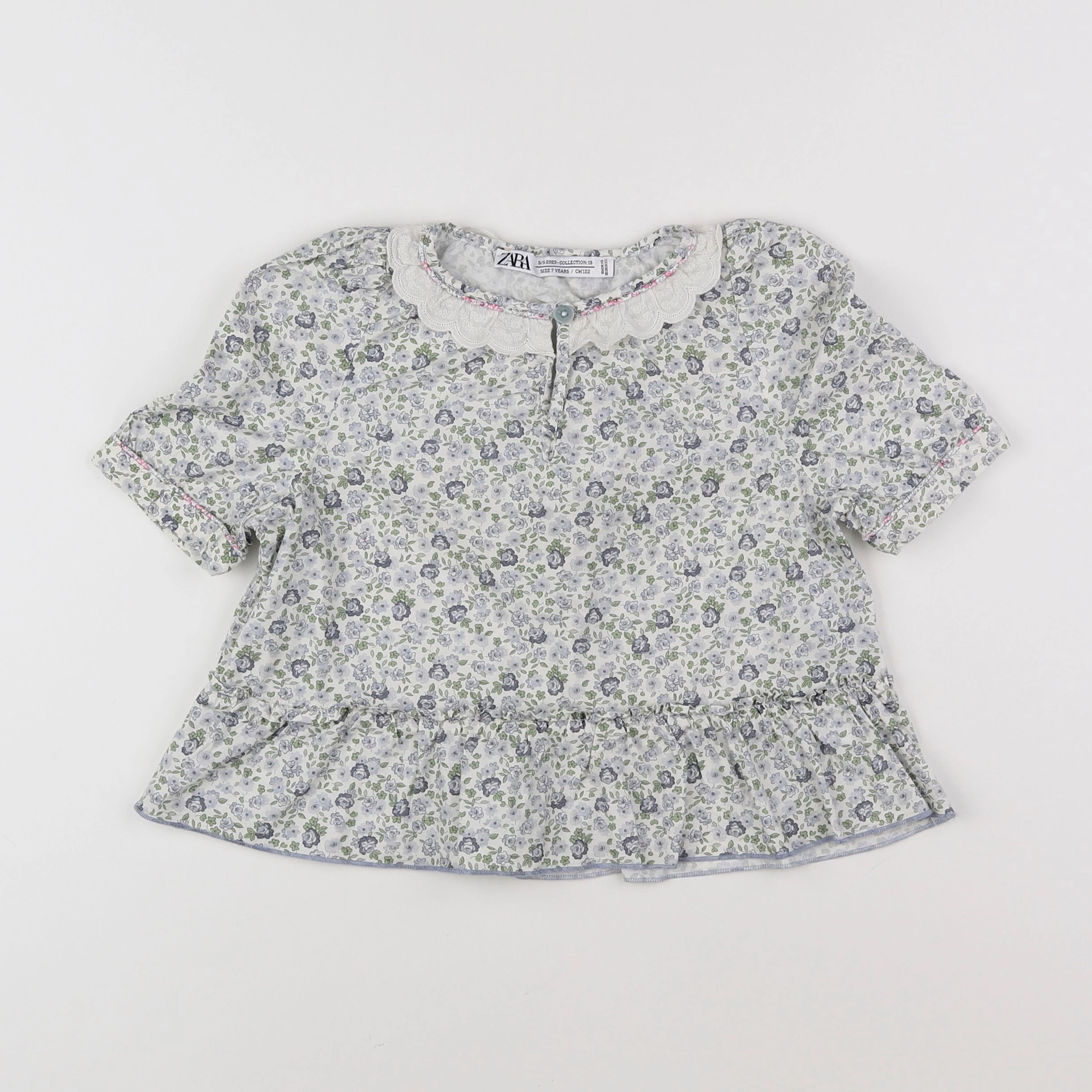 Zara - blouse blanc, vert - 7 ans