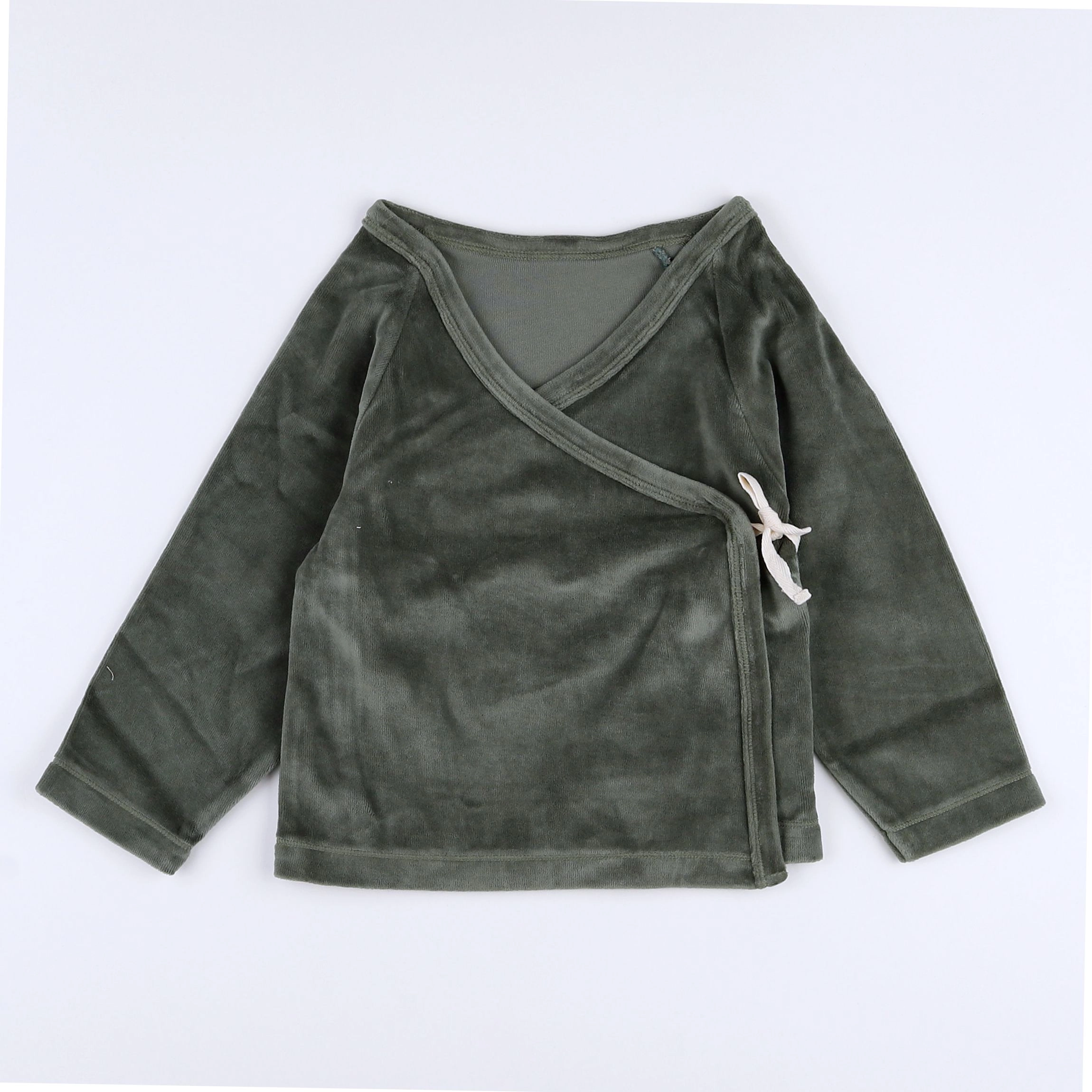 Poudre Organic - gilet vert velours - 12 mois