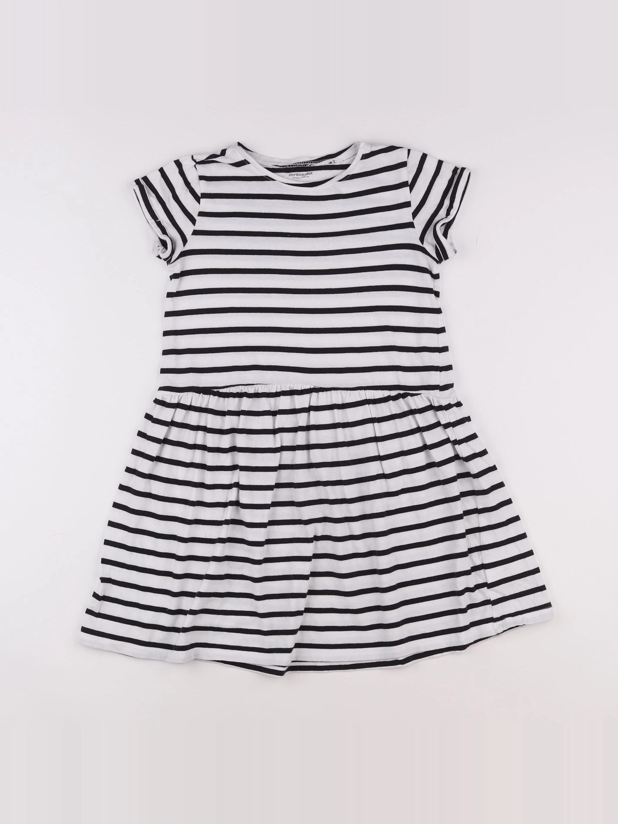 Vertbaudet - robe blanc, noir - 10 ans