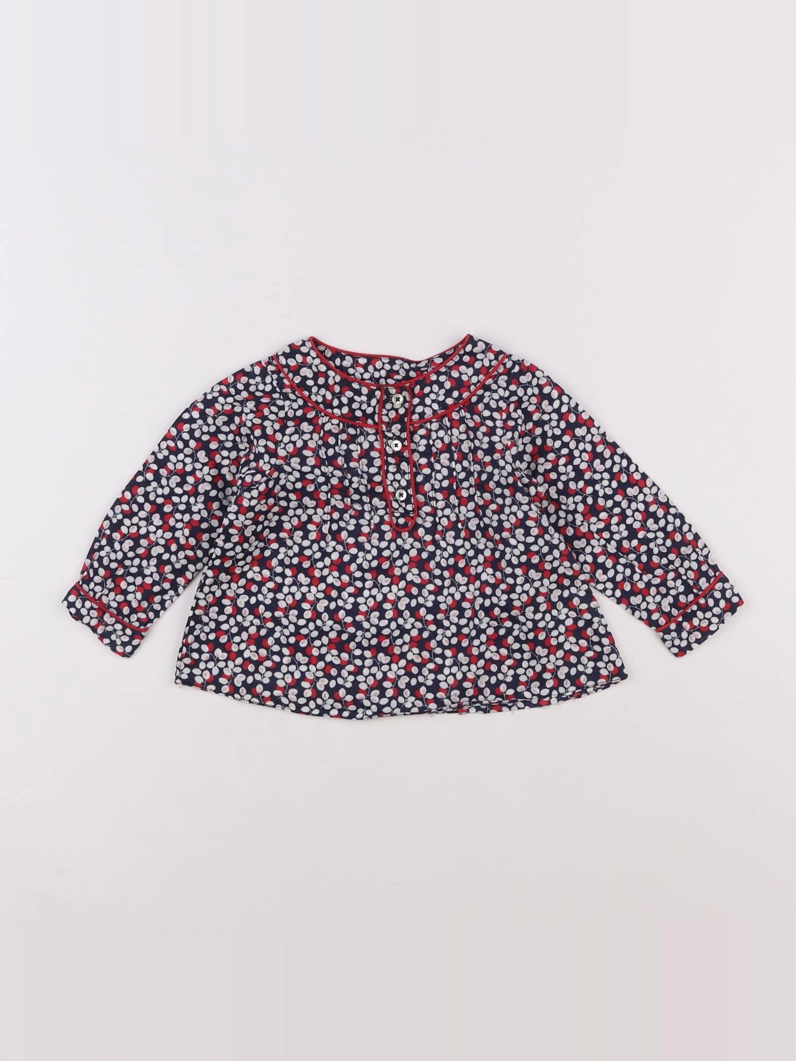 Jacadi - blouse bleu, rouge - 6 mois
