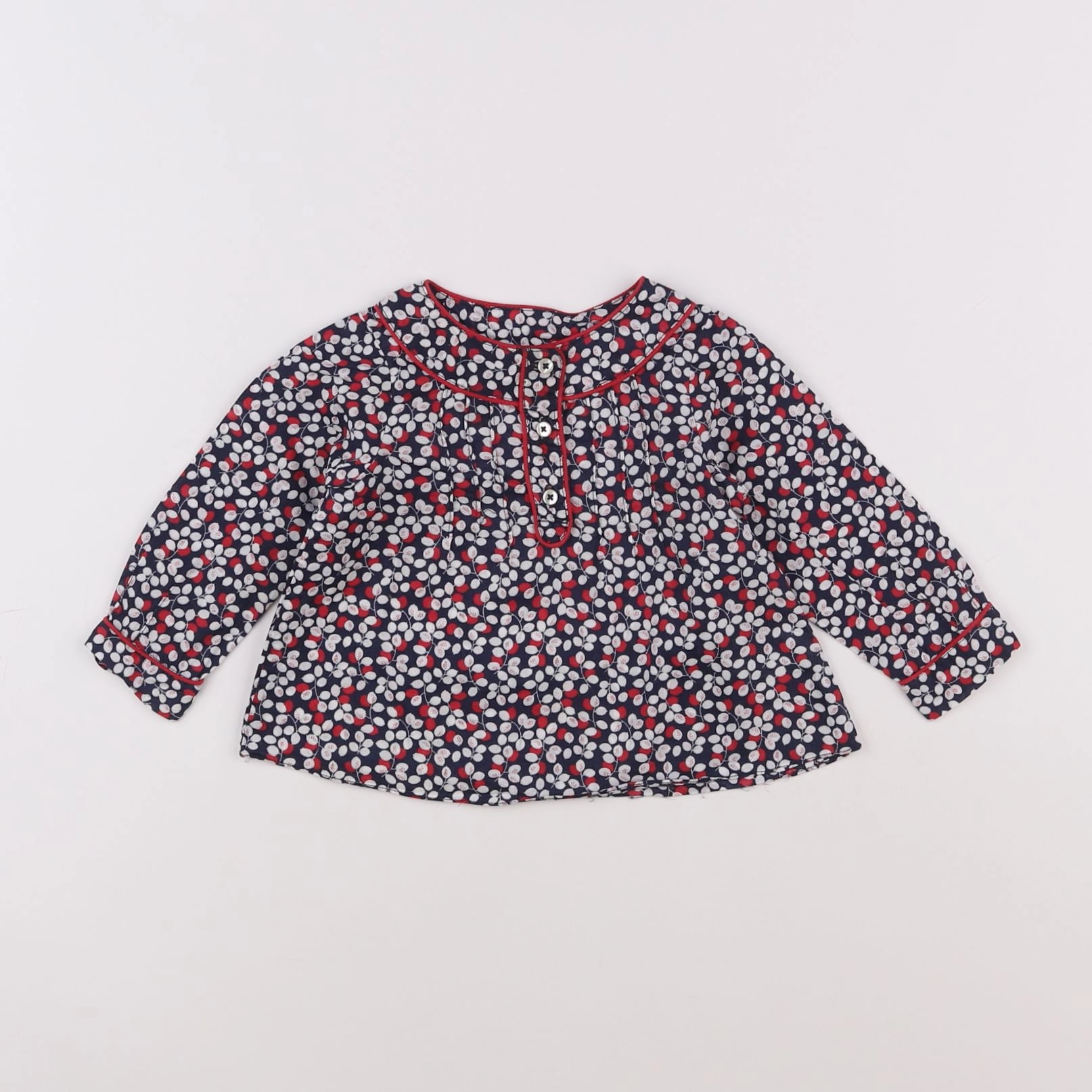 Jacadi - blouse bleu, rouge - 6 mois