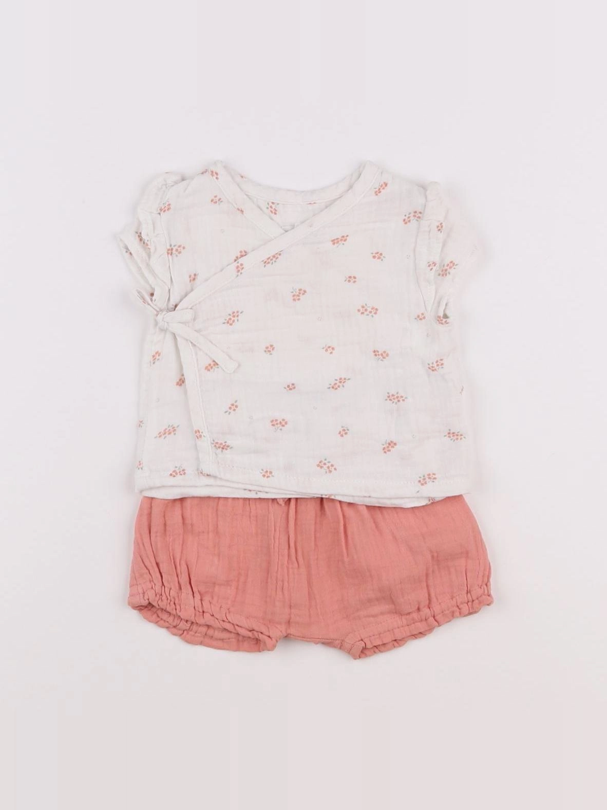 Vertbaudet - ensemble rose, blanc - 3 mois