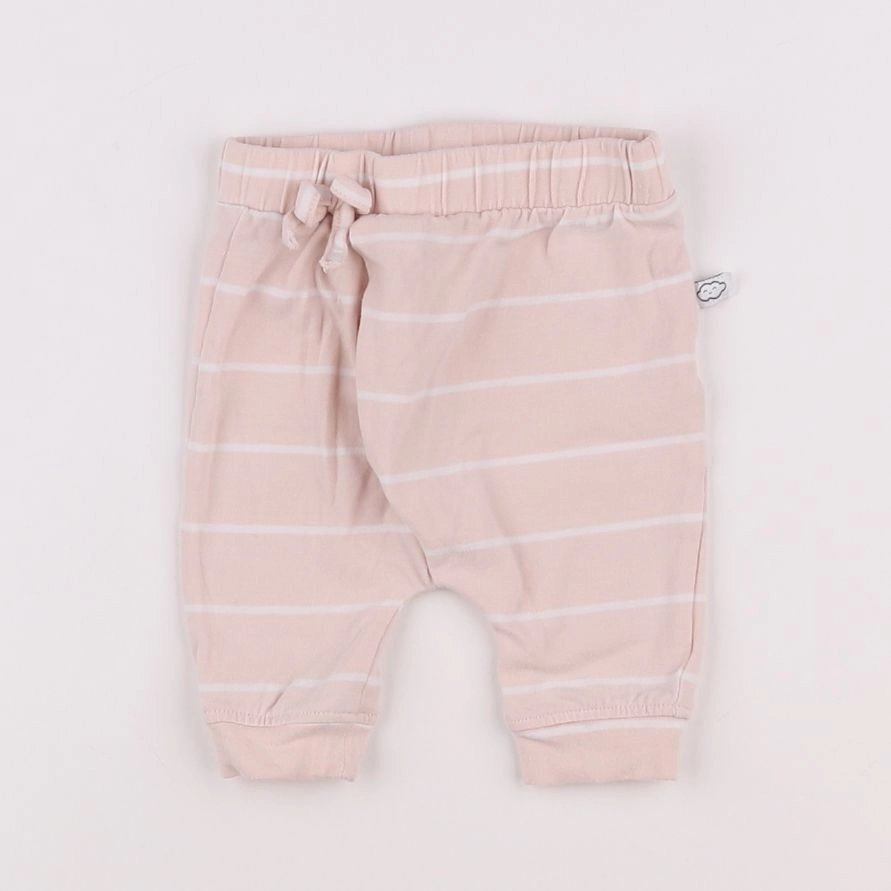 Vertbaudet - sarouel blanc, rose - 3 mois