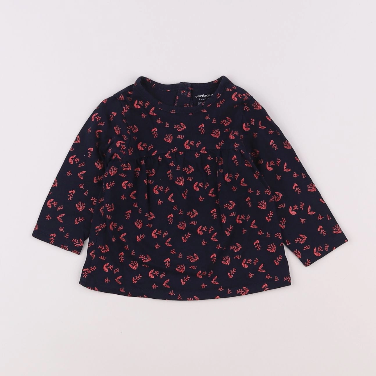 Vertbaudet - tee-shirt bleu, rouge - 6 mois