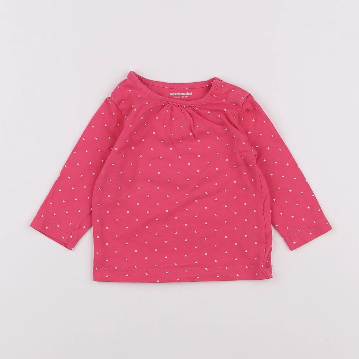 Vertbaudet - tee-shirt rose - 6 mois