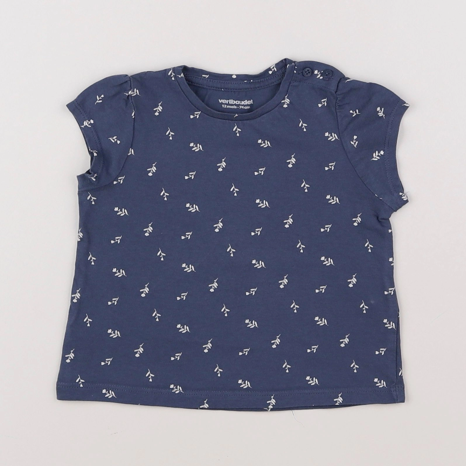 Vertbaudet - tee-shirt bleu - 12 mois