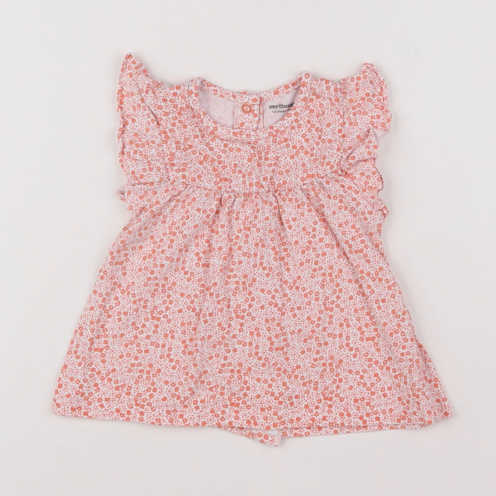 Vertbaudet - robe rose, blanc - 12 mois