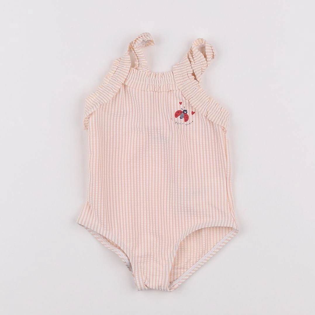 Vertbaudet - maillot de bain blanc, rose - 9 mois