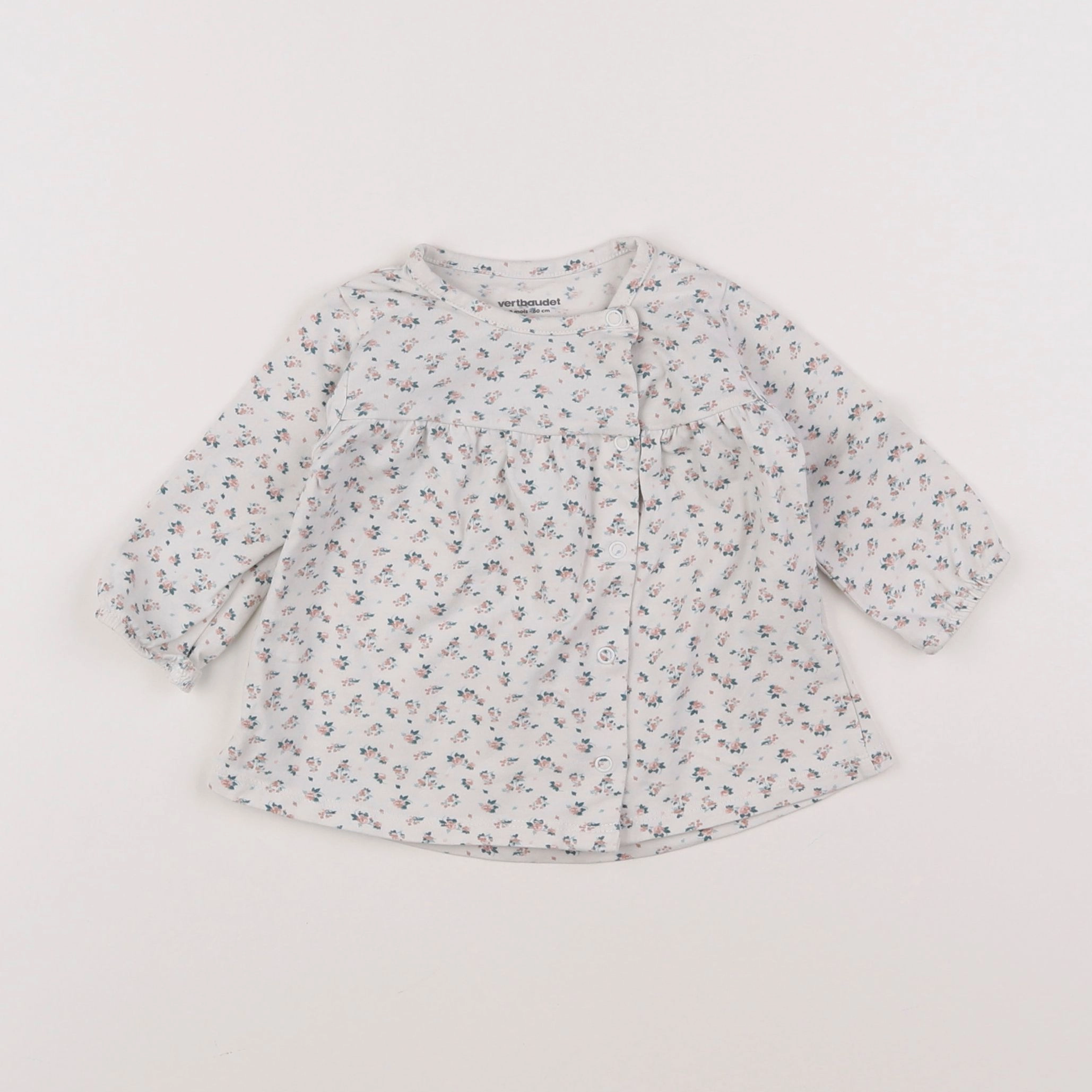 Vertbaudet - robe blanc, rose - 3 mois