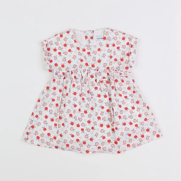 Vertbaudet - robe blanc, rouge - 3 mois