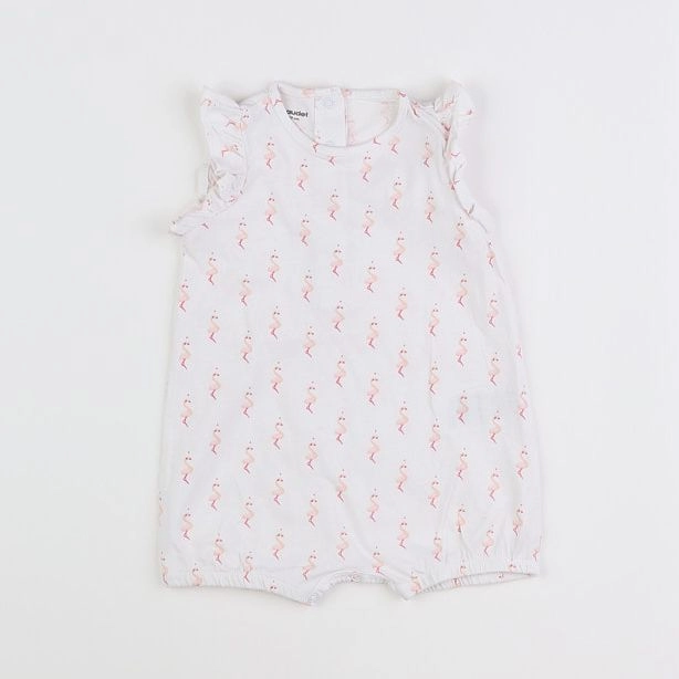 Vertbaudet - pyjama coton blanc, rose - 6 mois