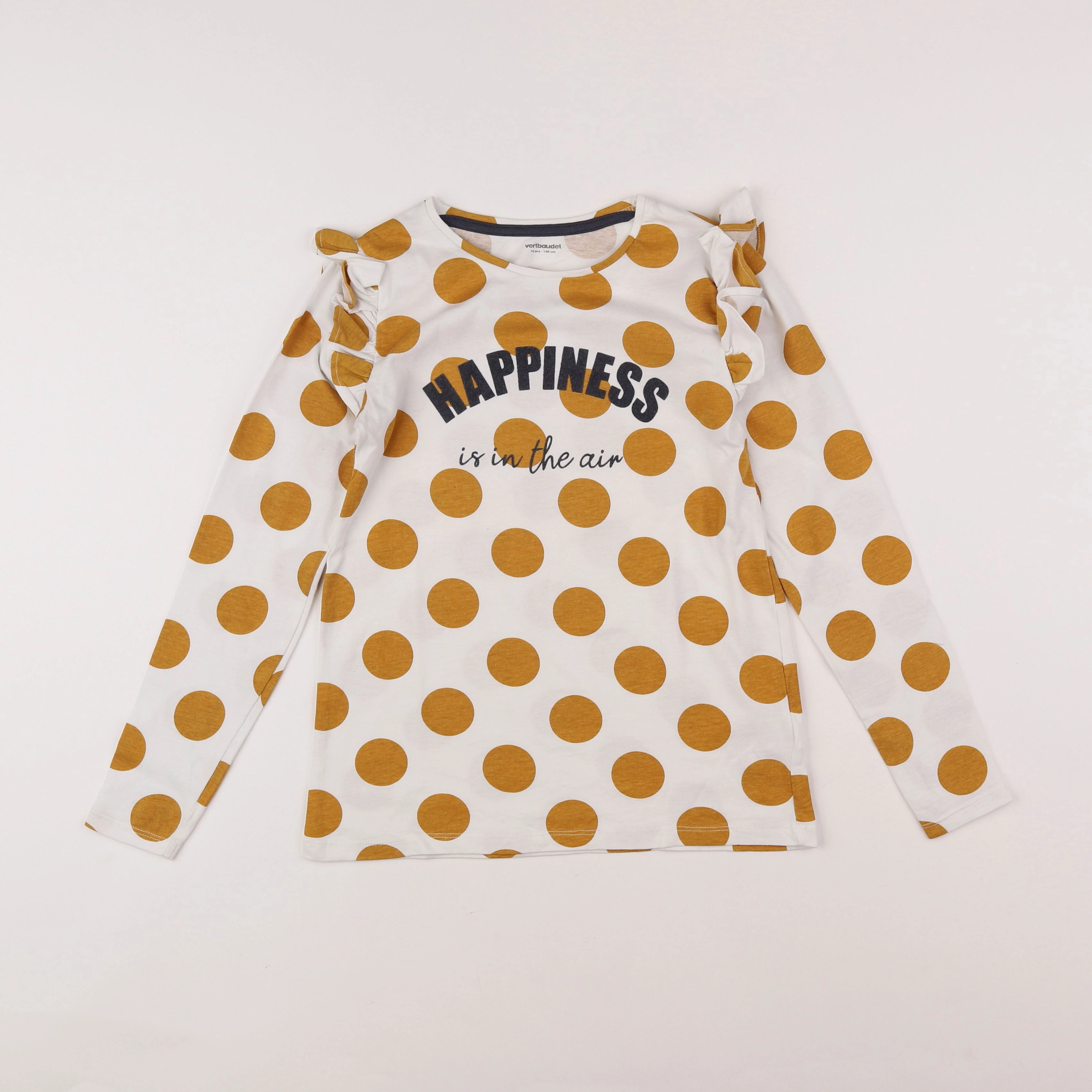 Vertbaudet - tee-shirt blanc, jaune - 10 ans