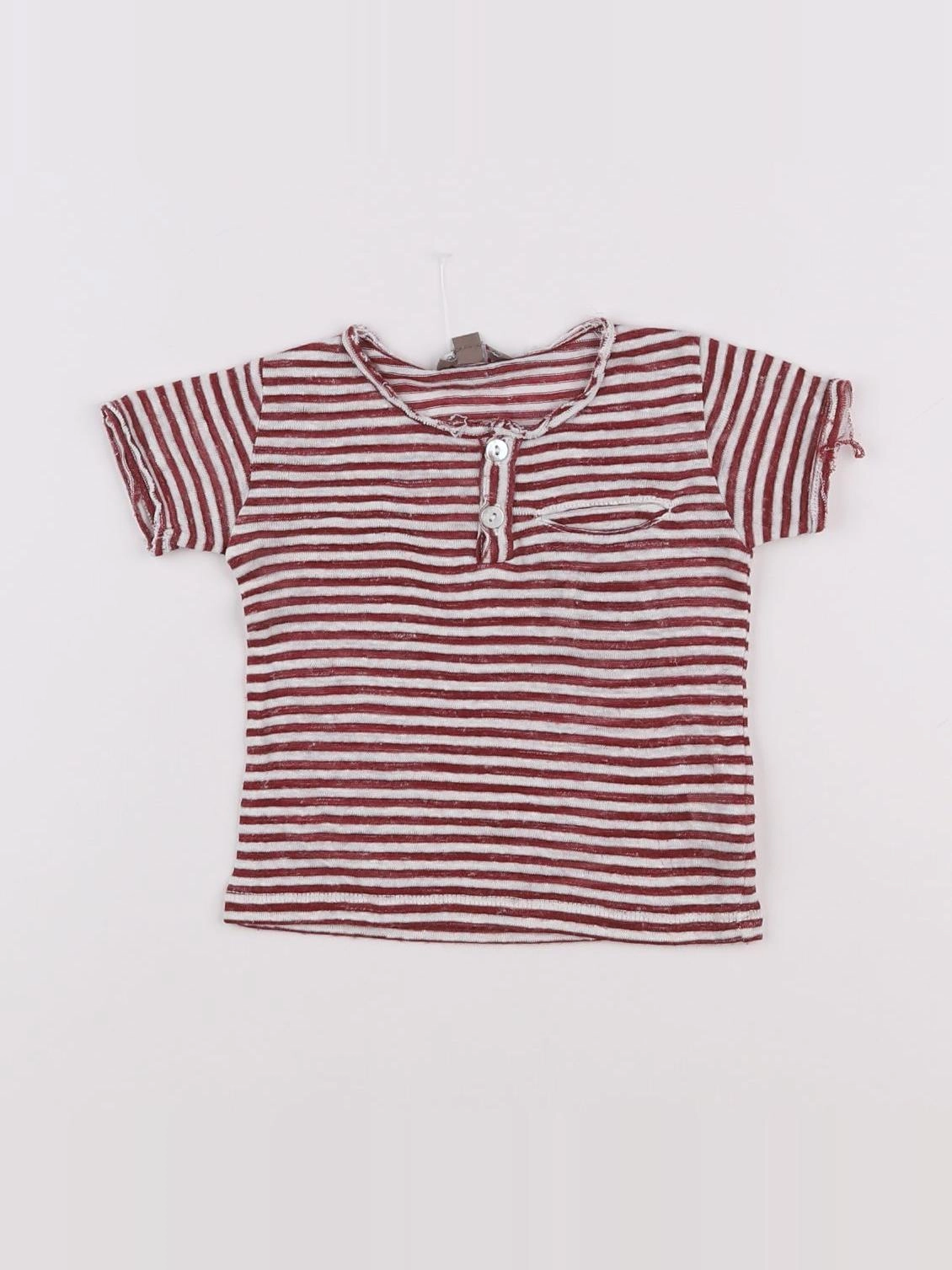 Emile et Ida - tee-shirt rouge, blanc - 6 mois
