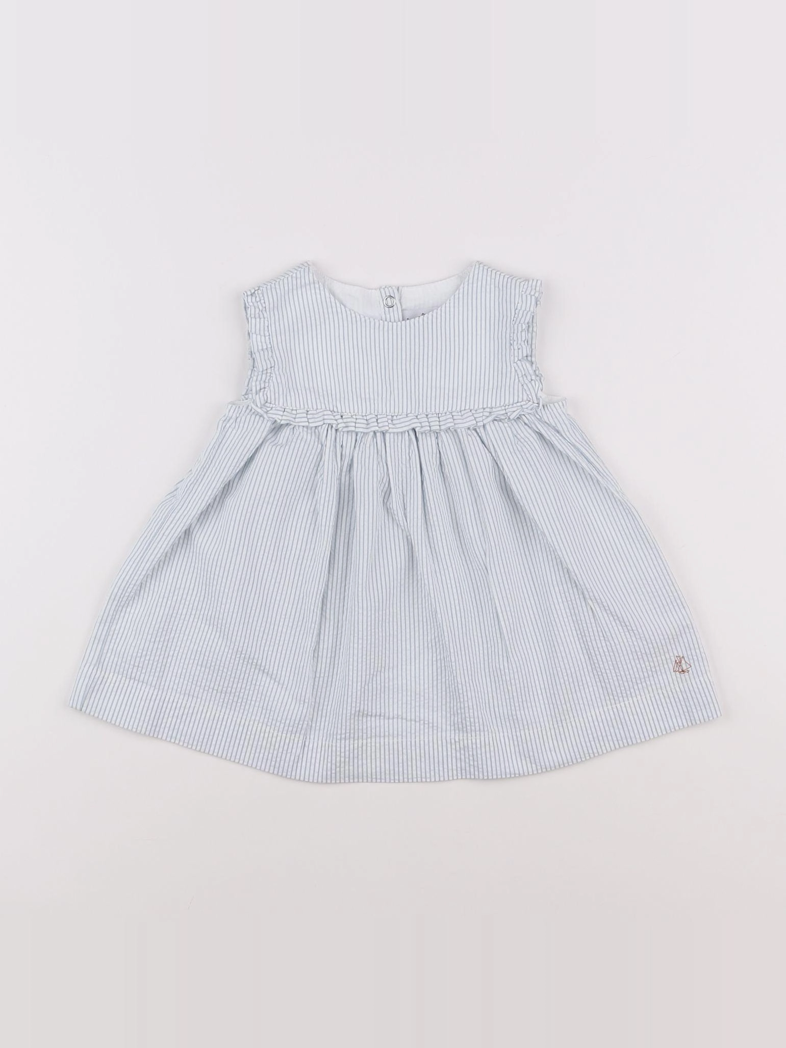 Petit Bateau - robe bleu, blanc - 6 mois