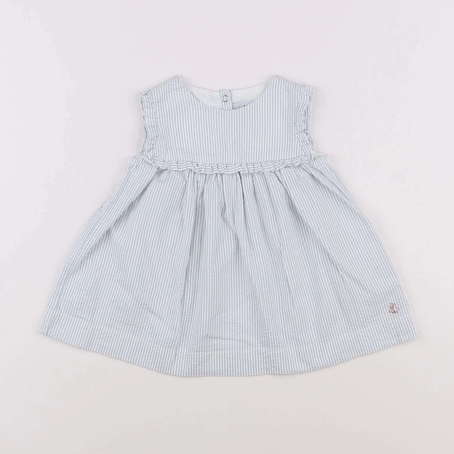Petit Bateau - robe bleu, blanc - 6 mois