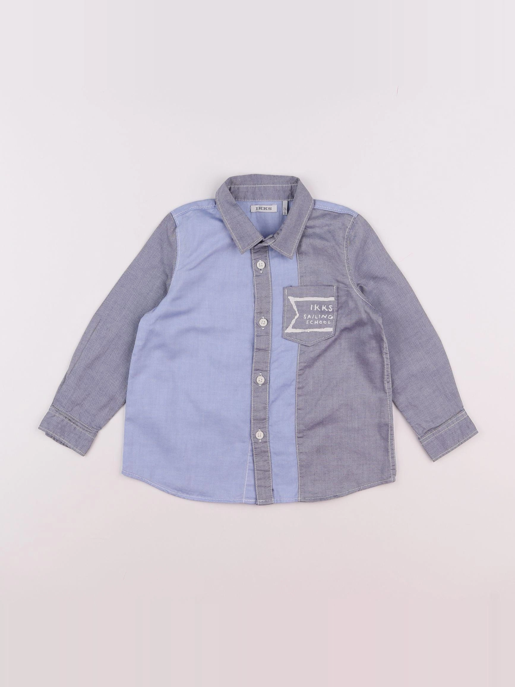 IKKS - chemise imprimé au dos bleu, gris - 2 ans
