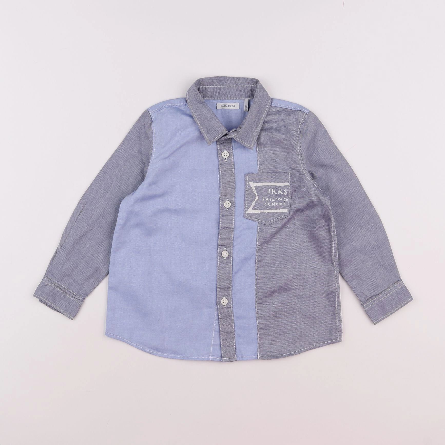 IKKS - chemise imprimé au dos bleu, gris - 2 ans