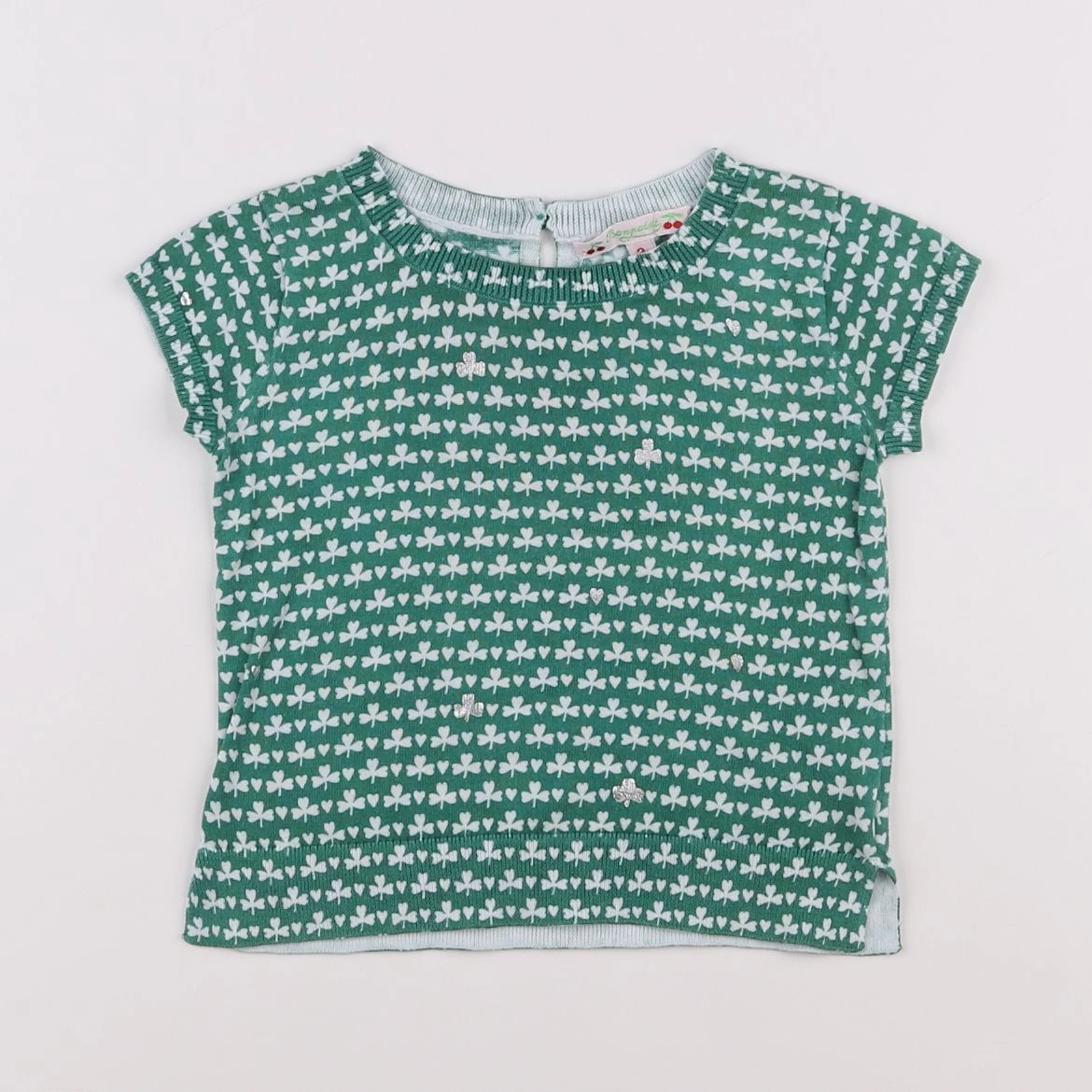 Bonpoint - pull blanc, vert - 3 ans