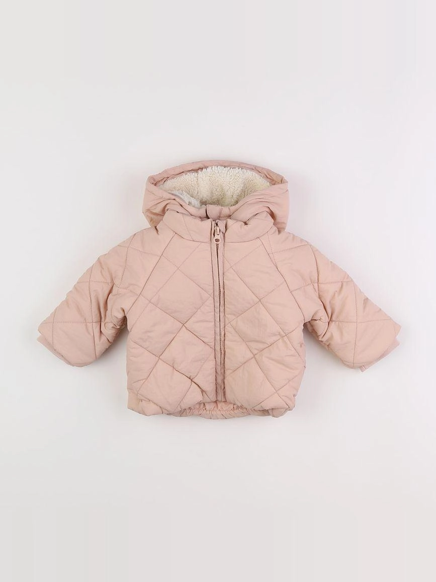 Vertbaudet - doudoune avec capuche amovible rose - 9 mois