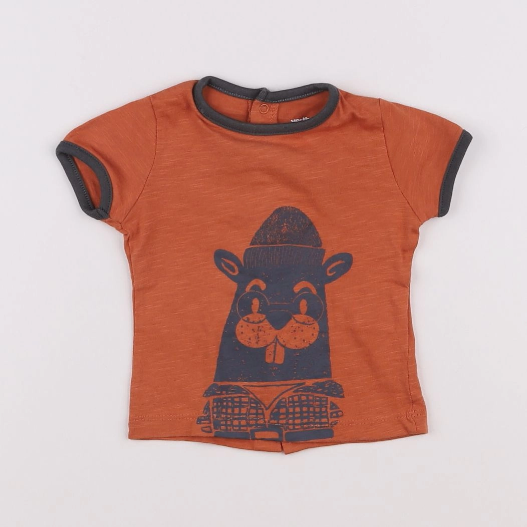 Vertbaudet - tee-shirt marron - 3 mois