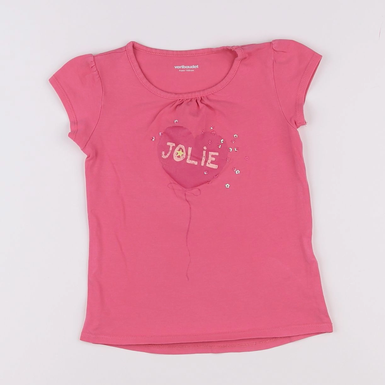 Vertbaudet - tee-shirt rose - 4 ans