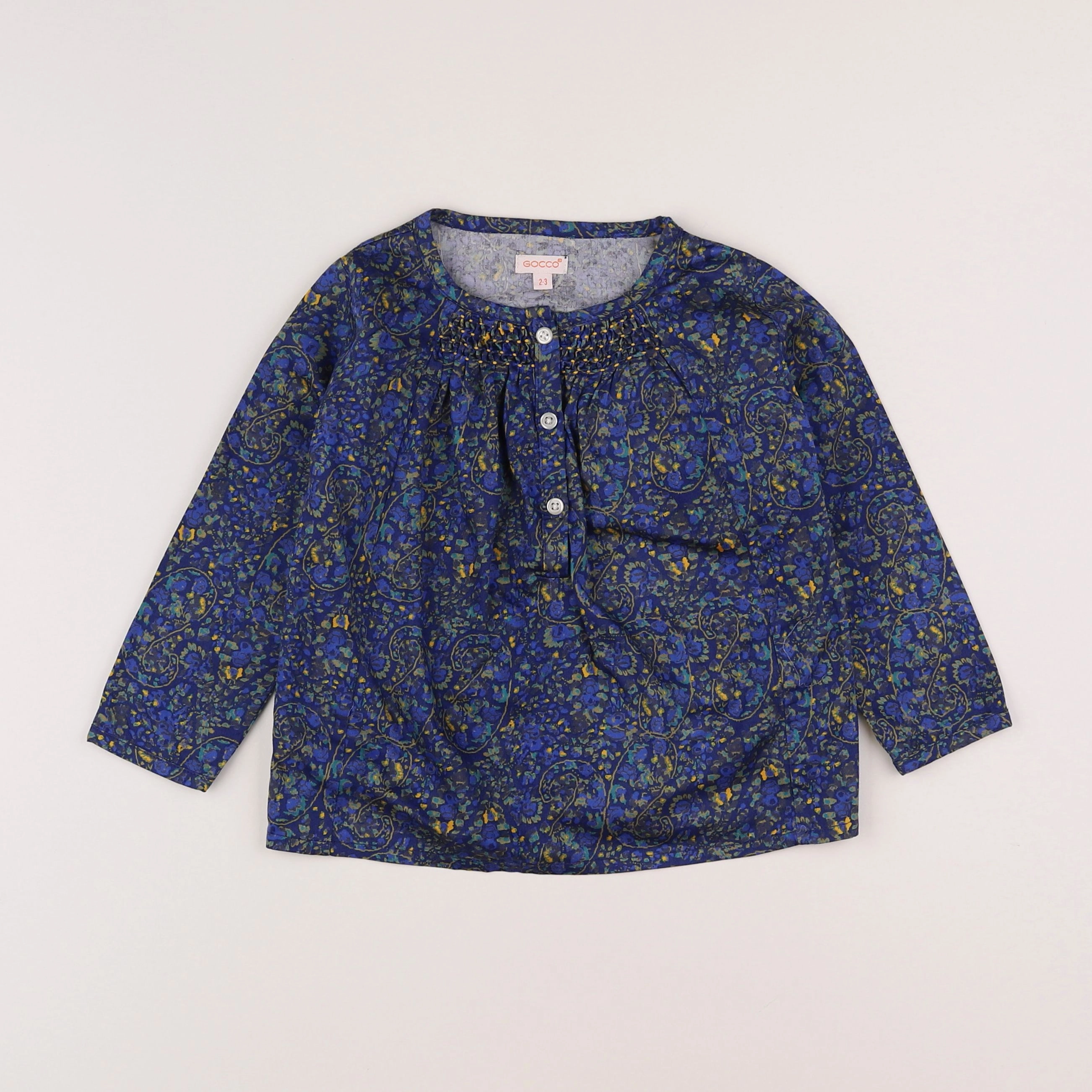 Gocco - blouse bleu - 2/3 ans