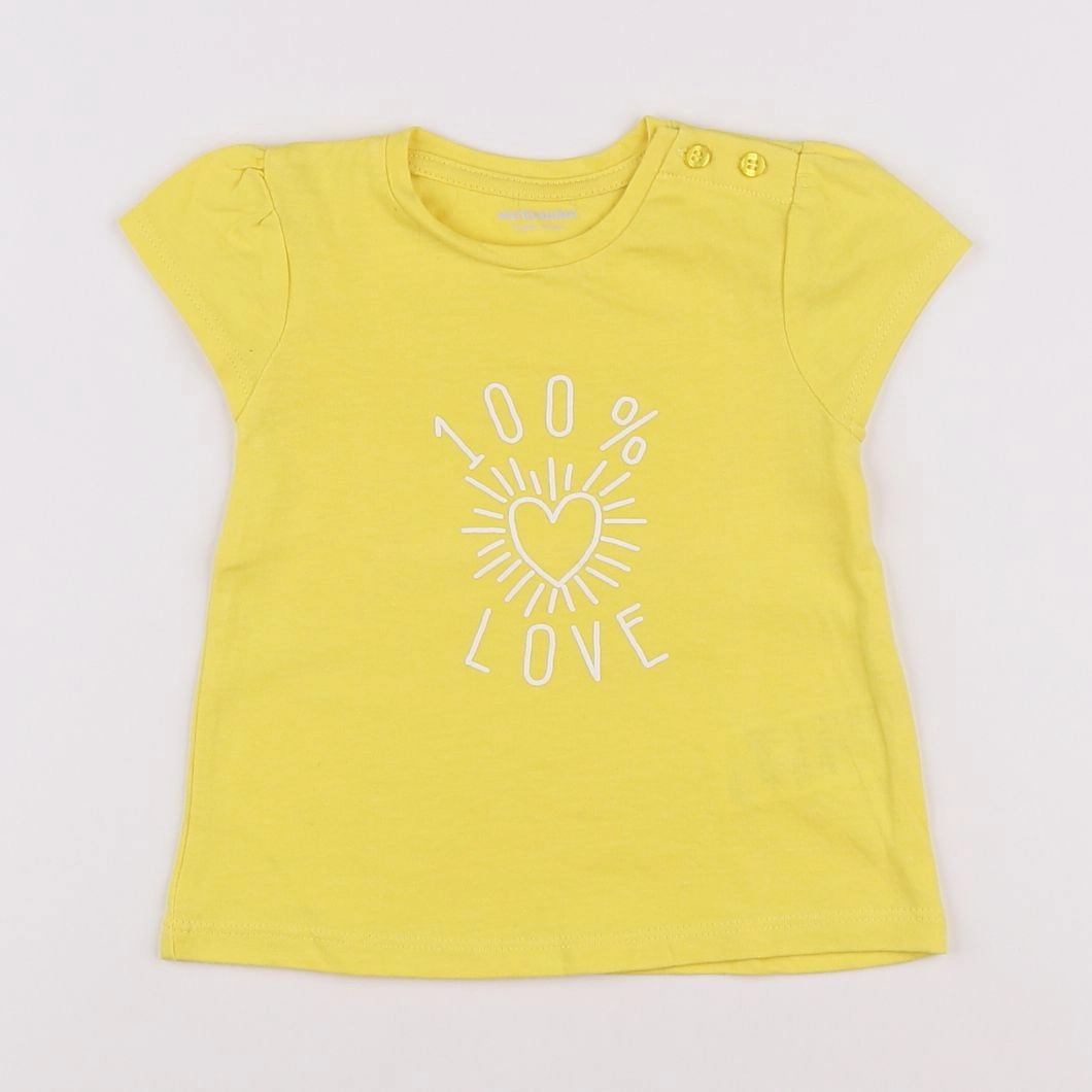 Vertbaudet - tee-shirt jaune, blanc - 6 mois