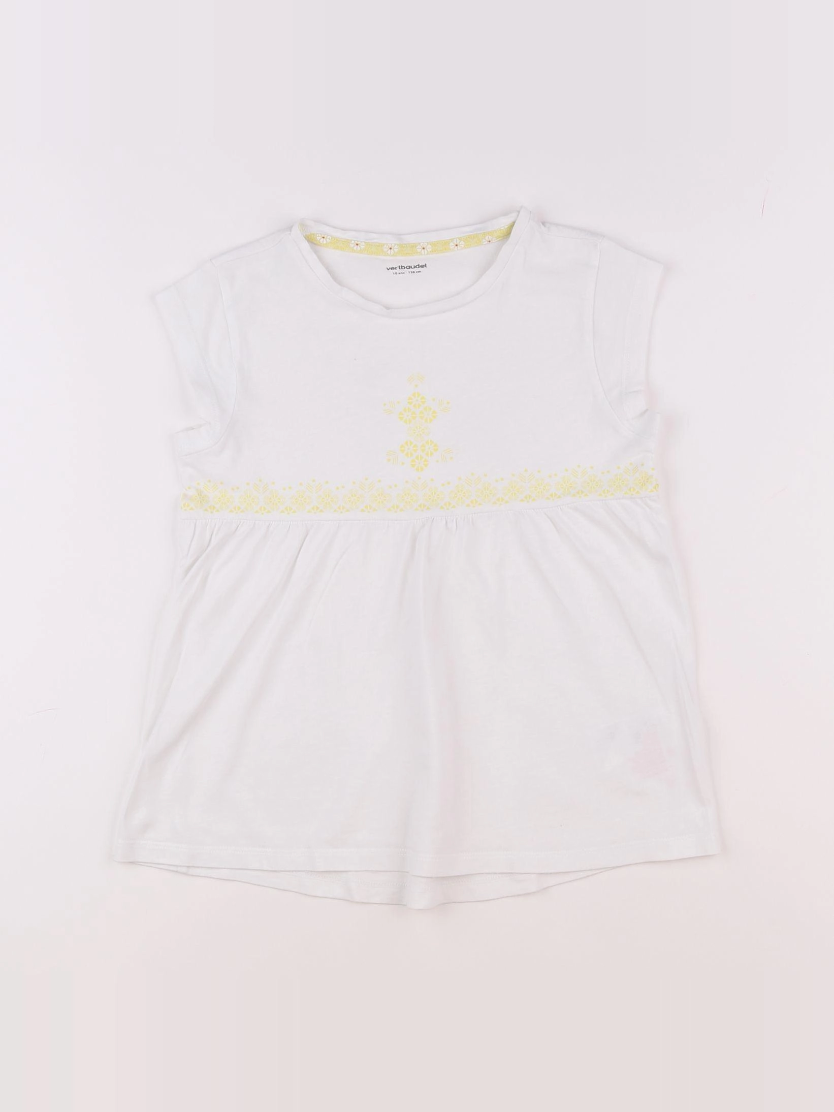 Vertbaudet - tee-shirt blanc, jaune - 10 ans