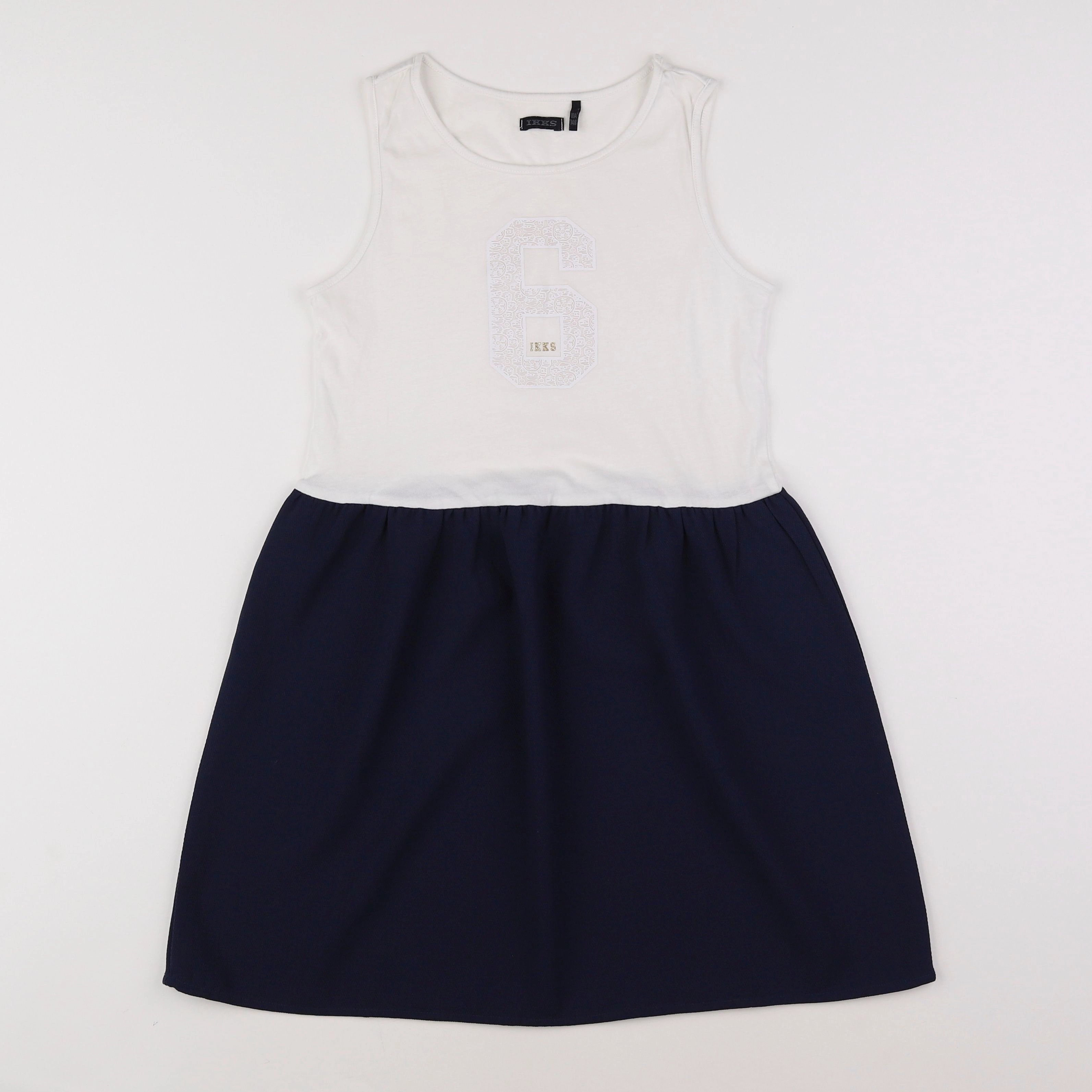 IKKS - robe blanc, bleu - 10 ans