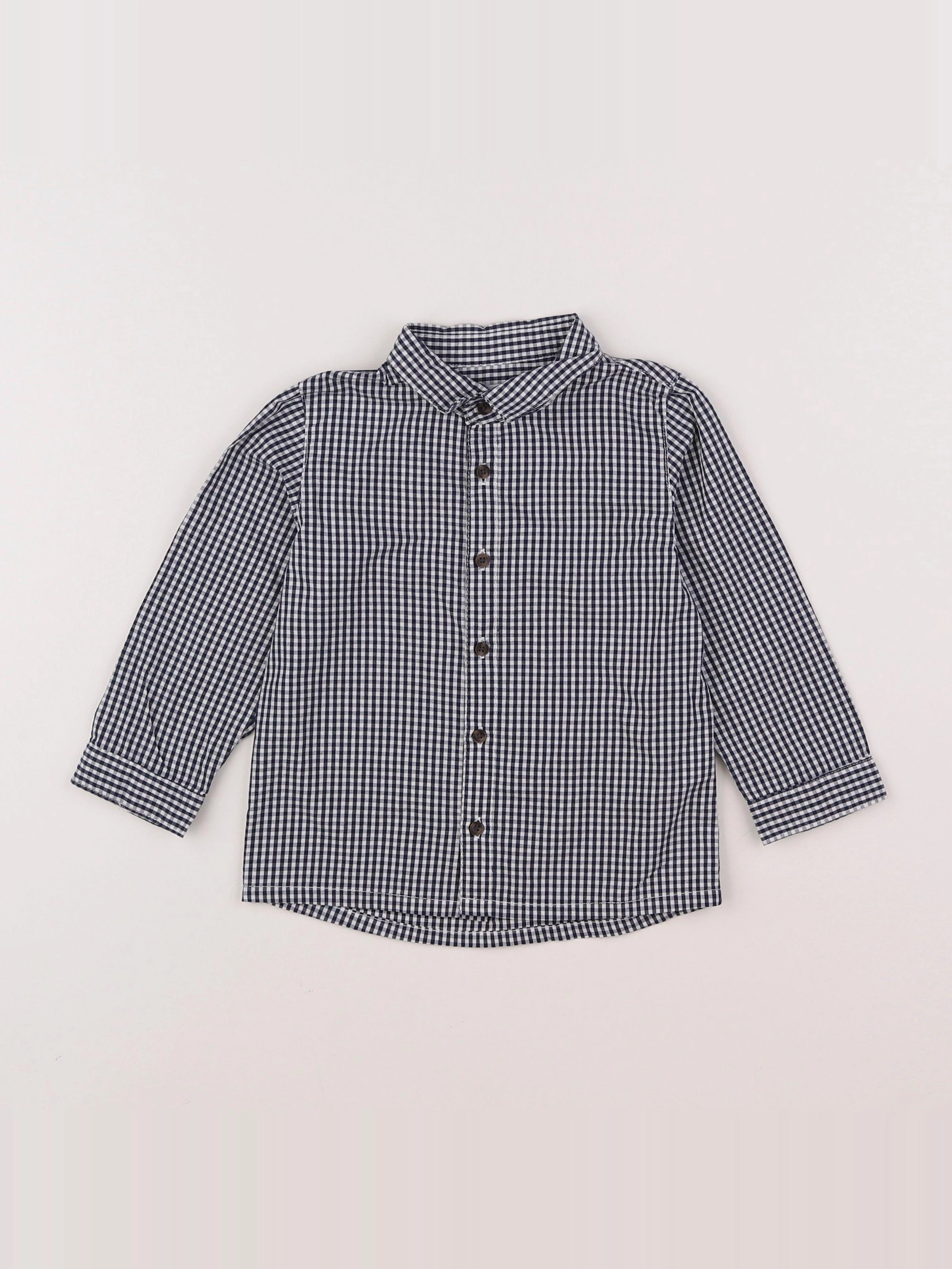 Vertbaudet - chemise blanc, noir - 2 ans