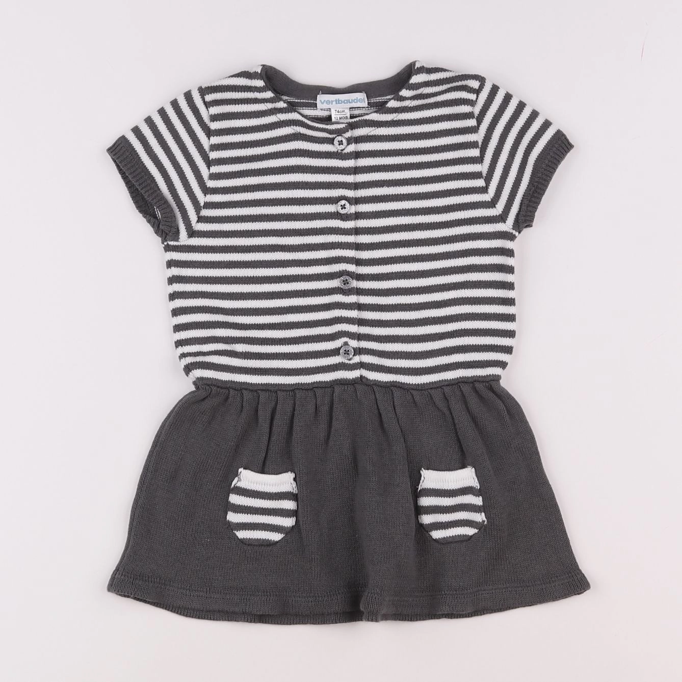 Vertbaudet - robe gris - 12 mois