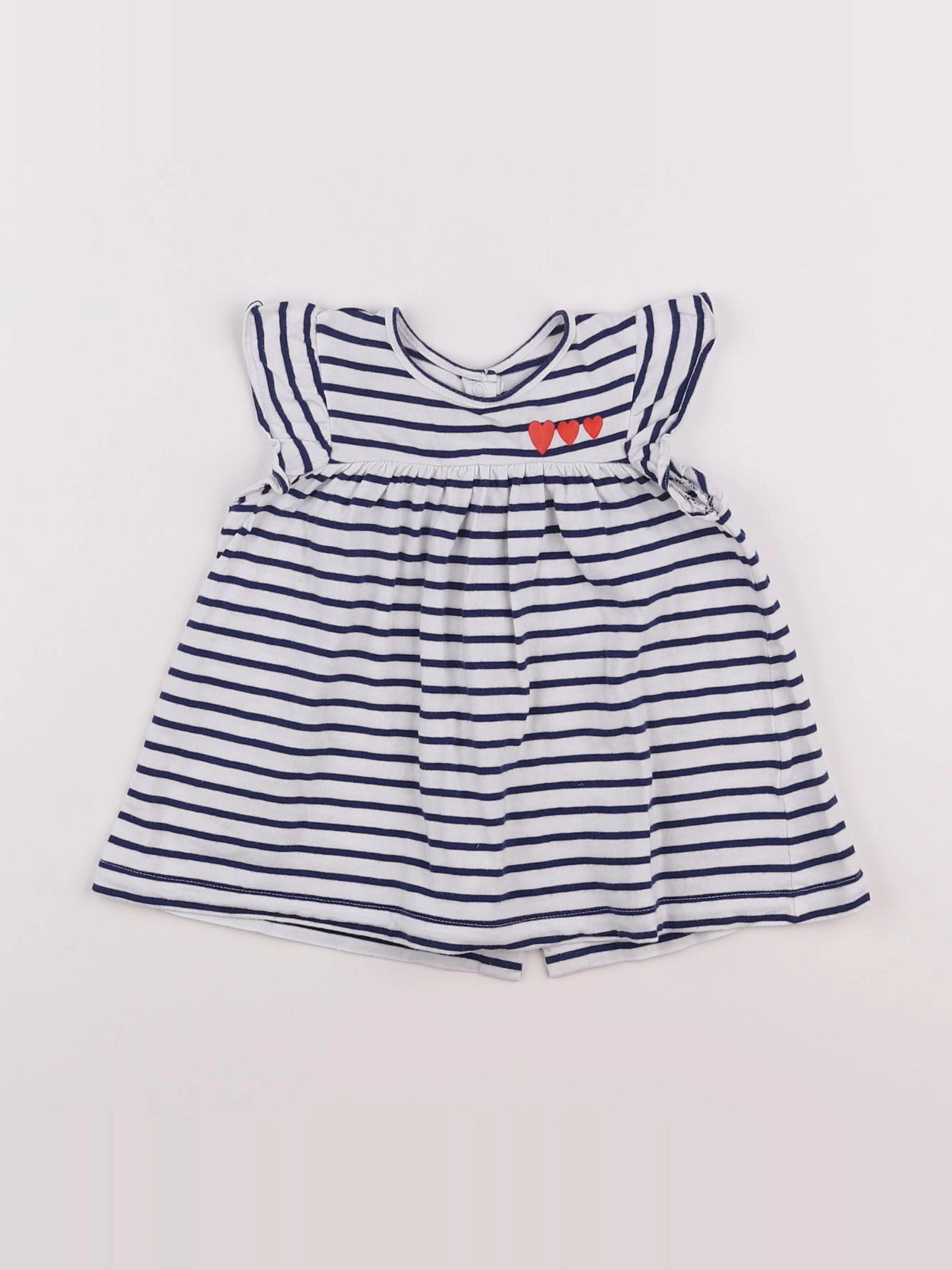 Vertbaudet - robe bleu, blanc - 6 mois