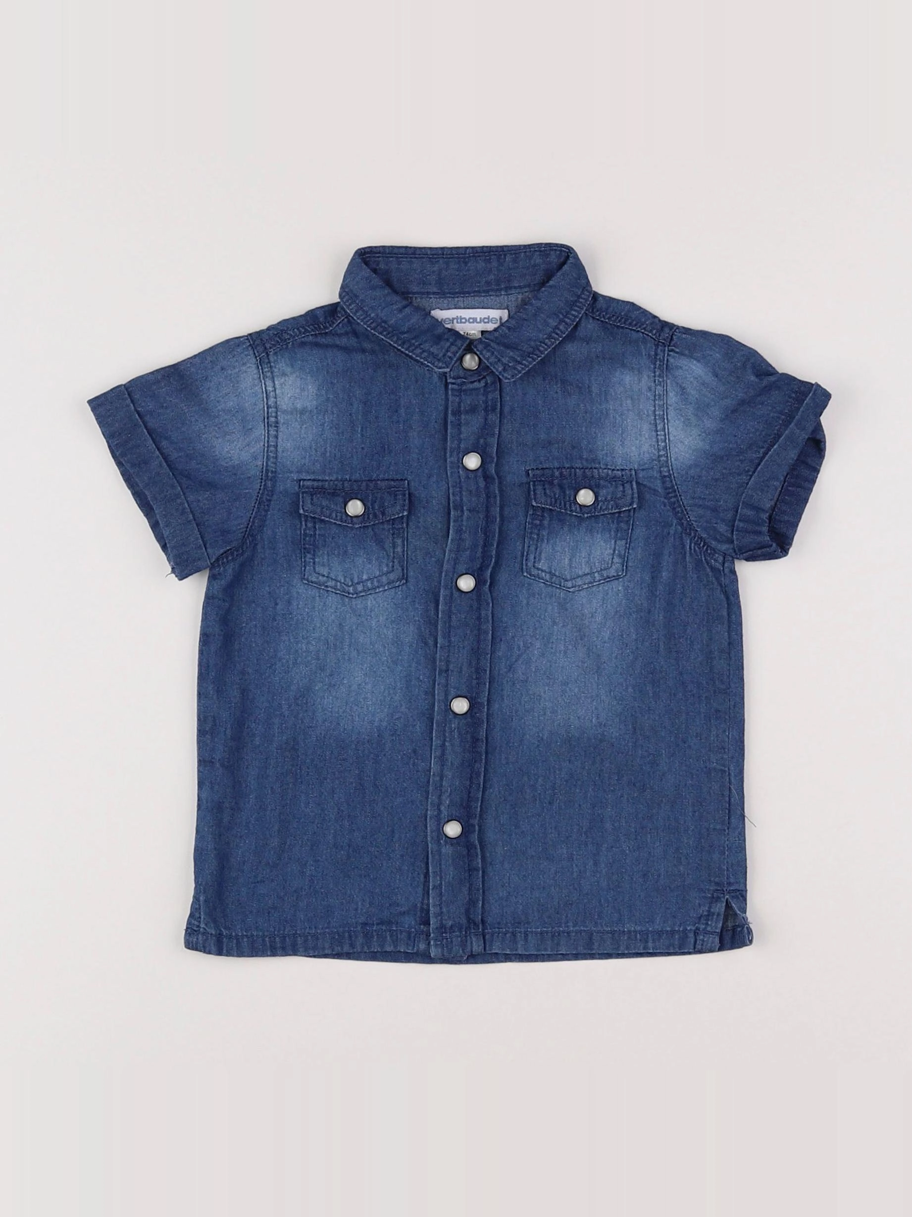 Vertbaudet - chemise bleu - 12 mois