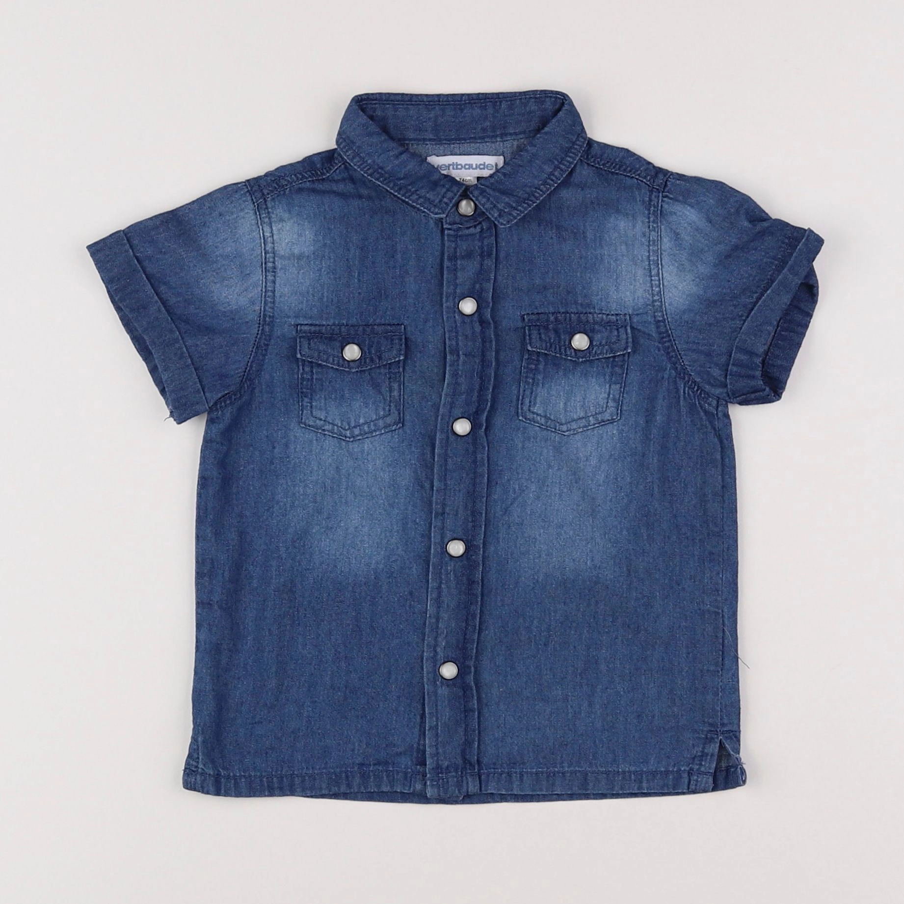 Vertbaudet - chemise bleu - 12 mois