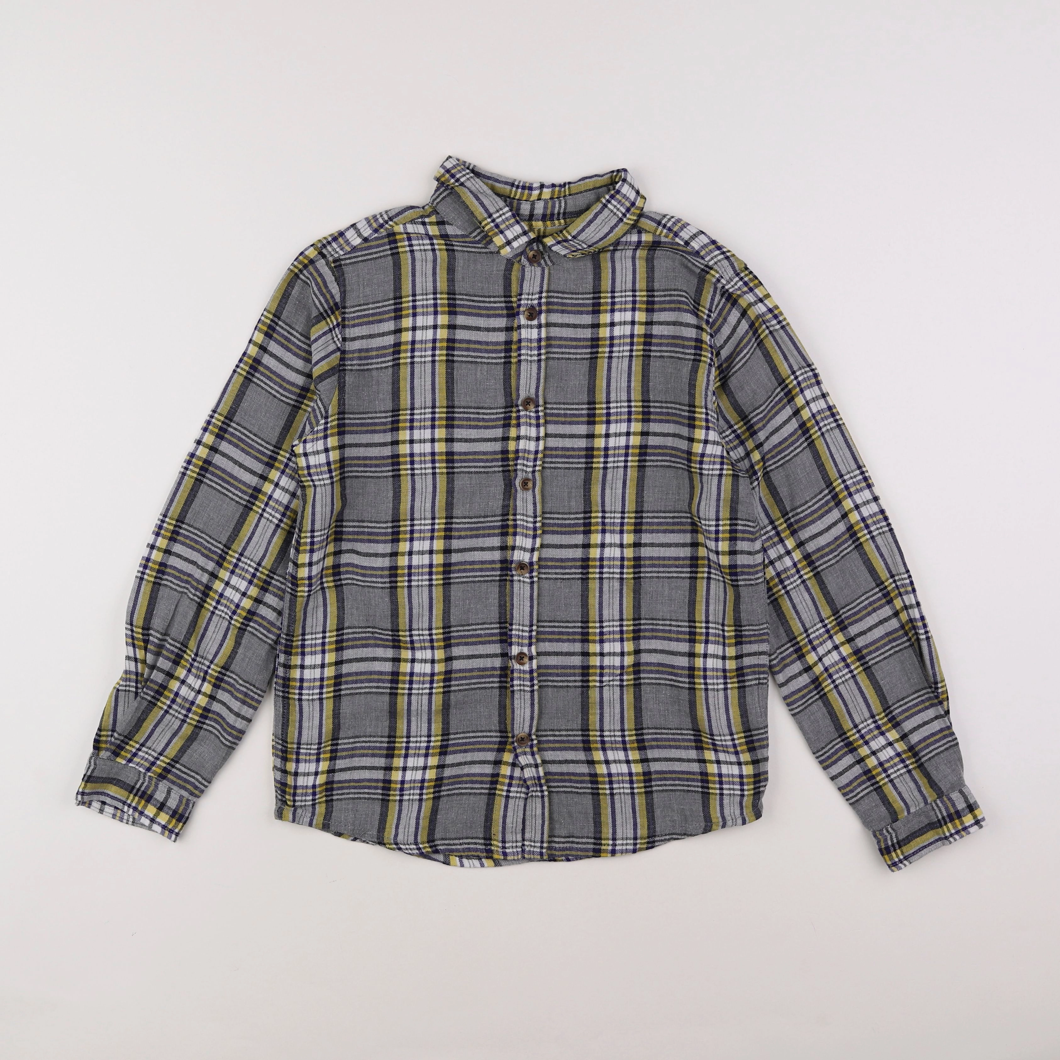 Little Cigogne - chemise gris, jaune - 8 ans