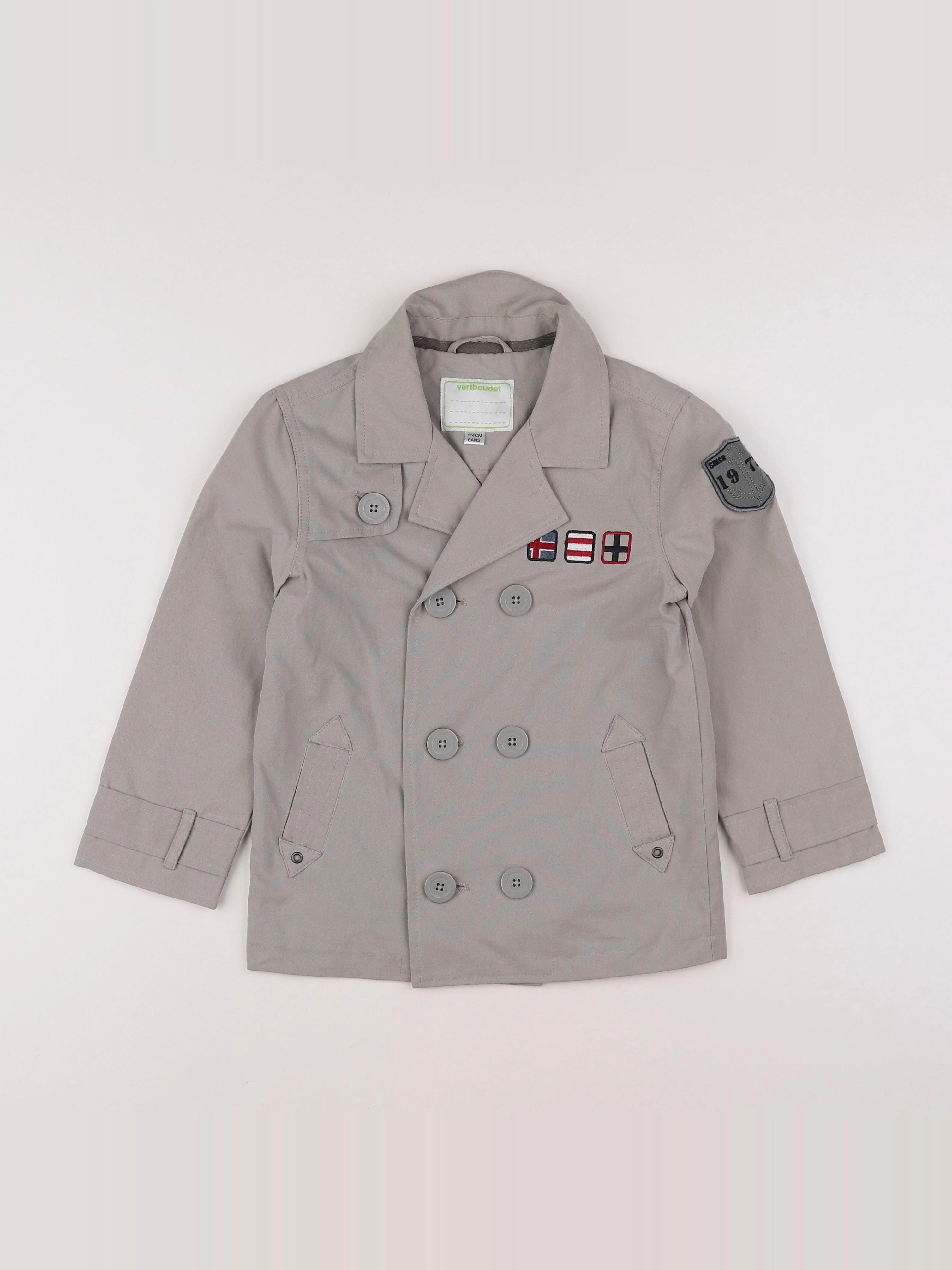 Vertbaudet - veste imprimé au dos gris - 6 ans
