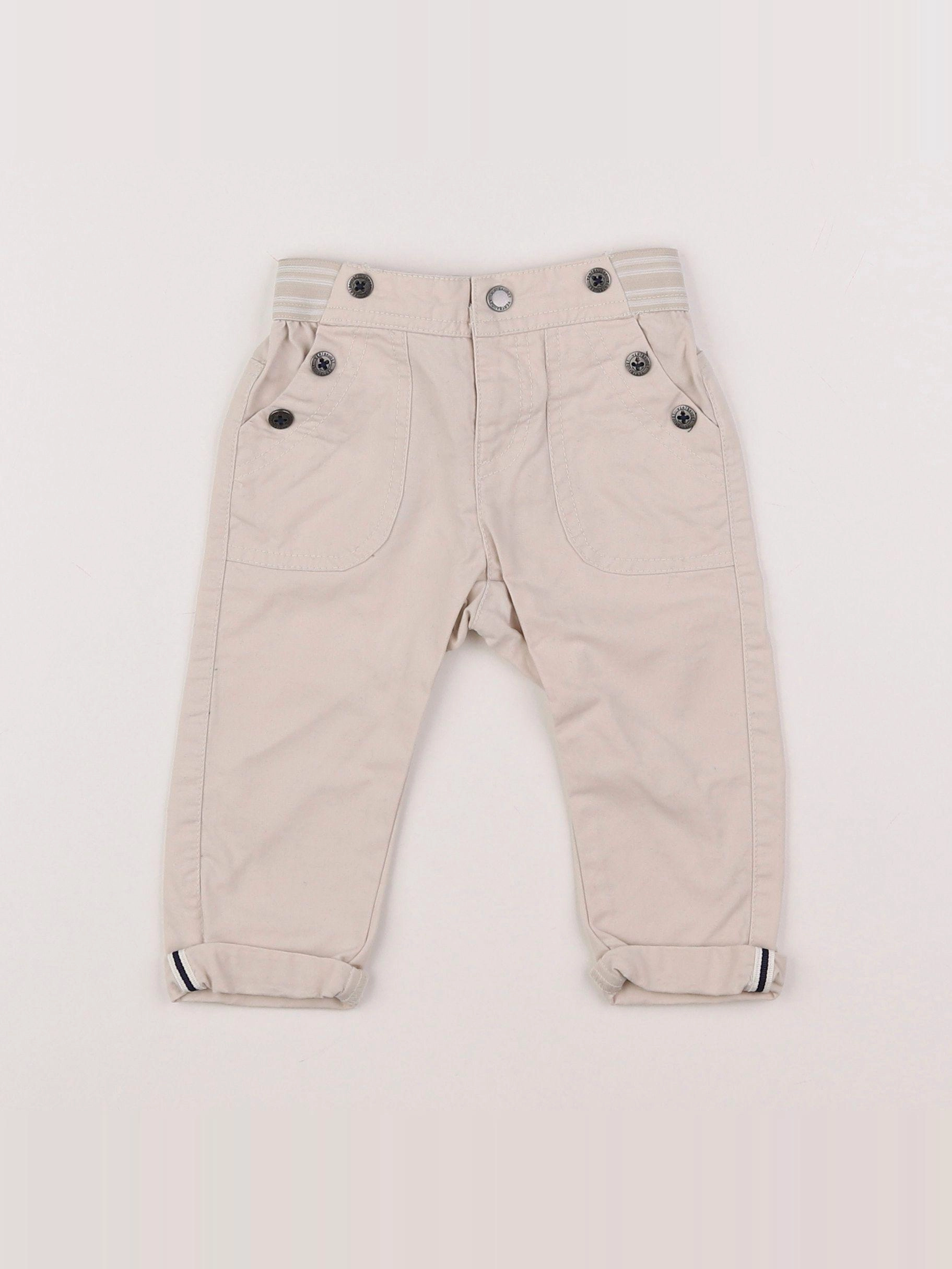 Vertbaudet - pantalon beige - 9 mois