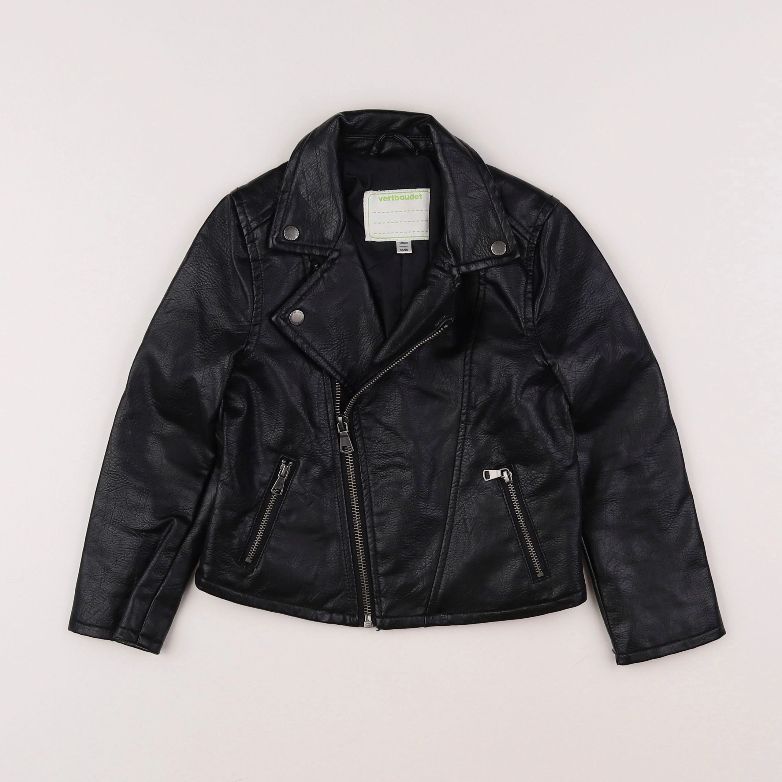 Vertbaudet - veste simili cuir noir - 5 ans