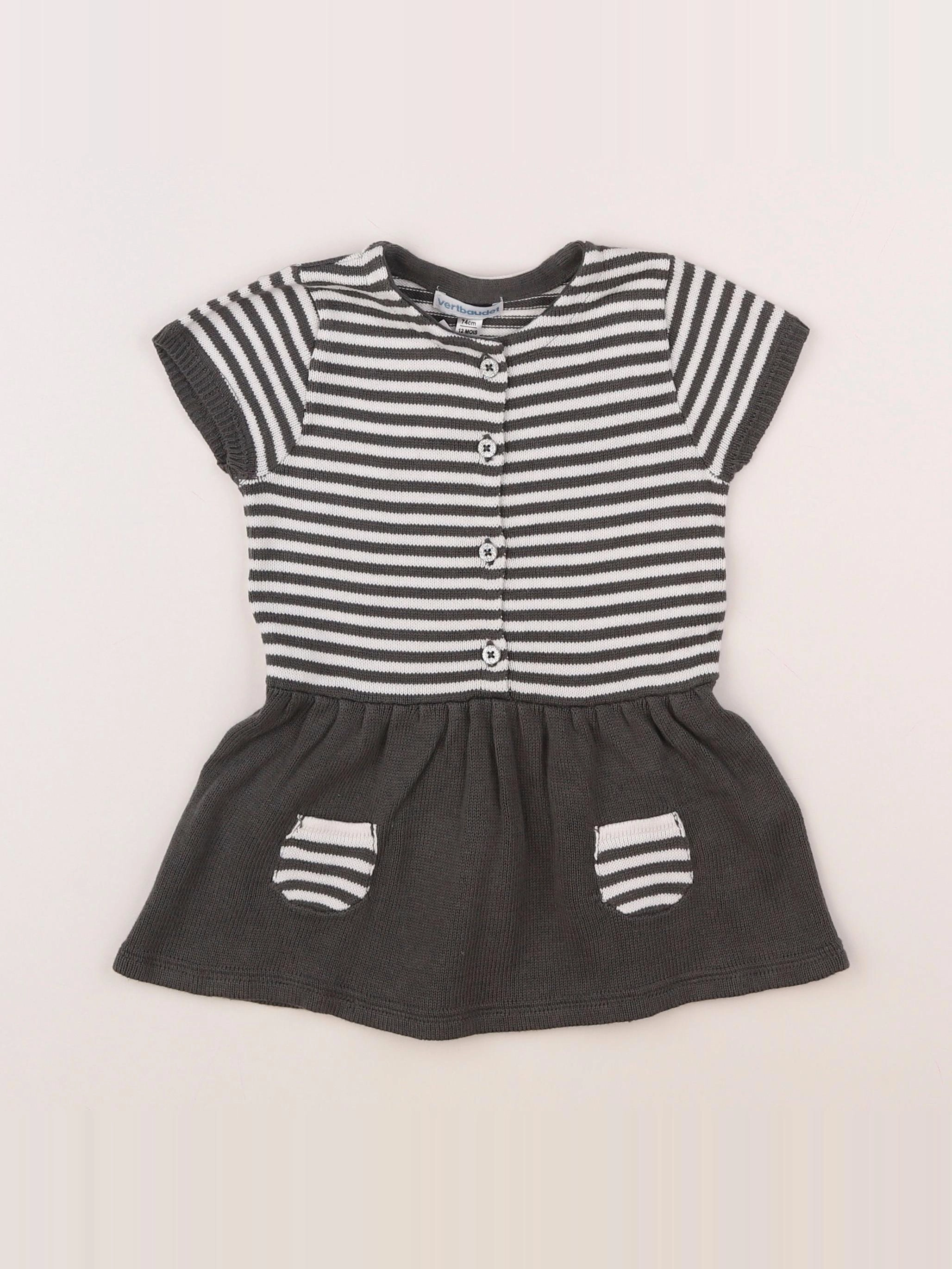 Vertbaudet - robe gris - 12 mois