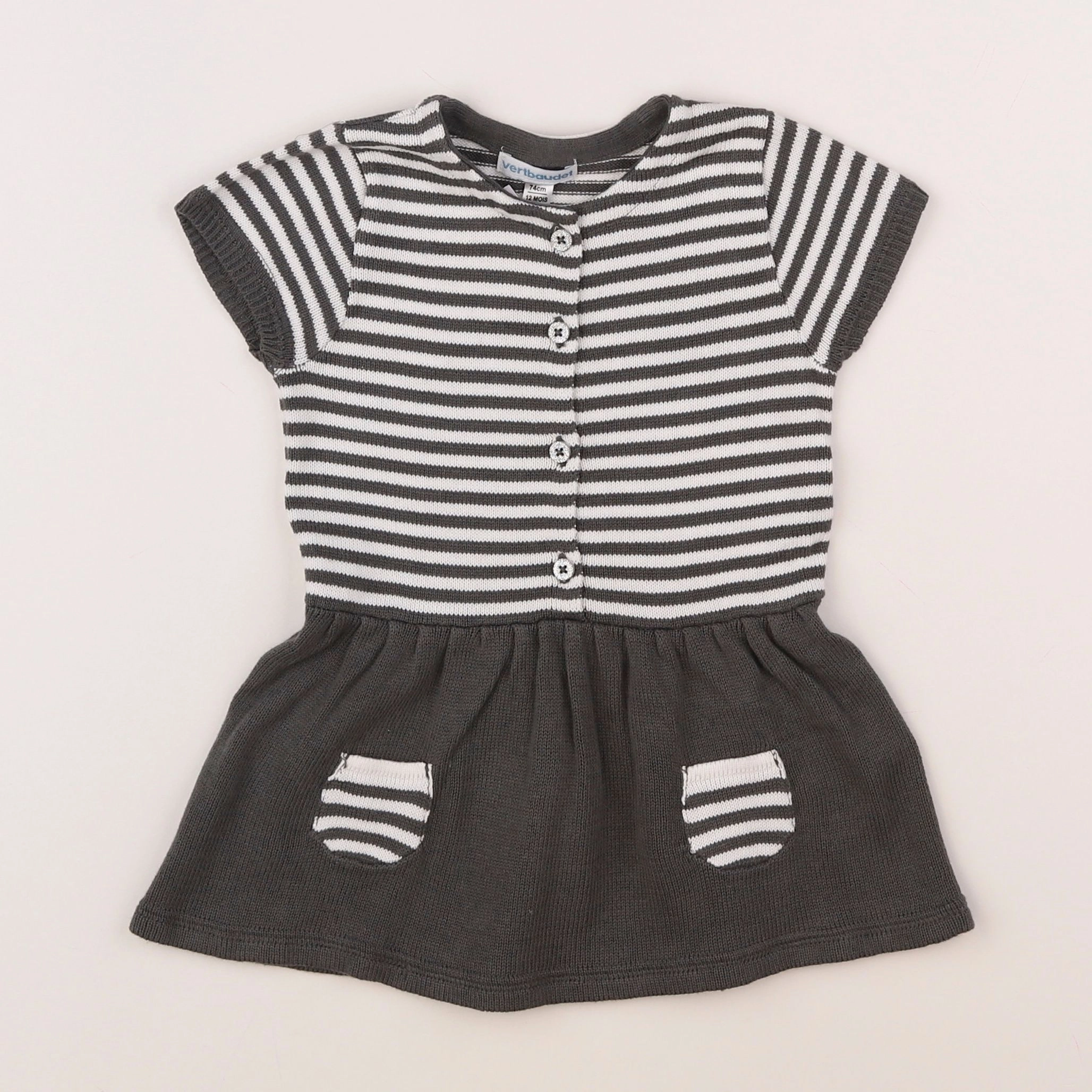 Vertbaudet - robe gris - 12 mois