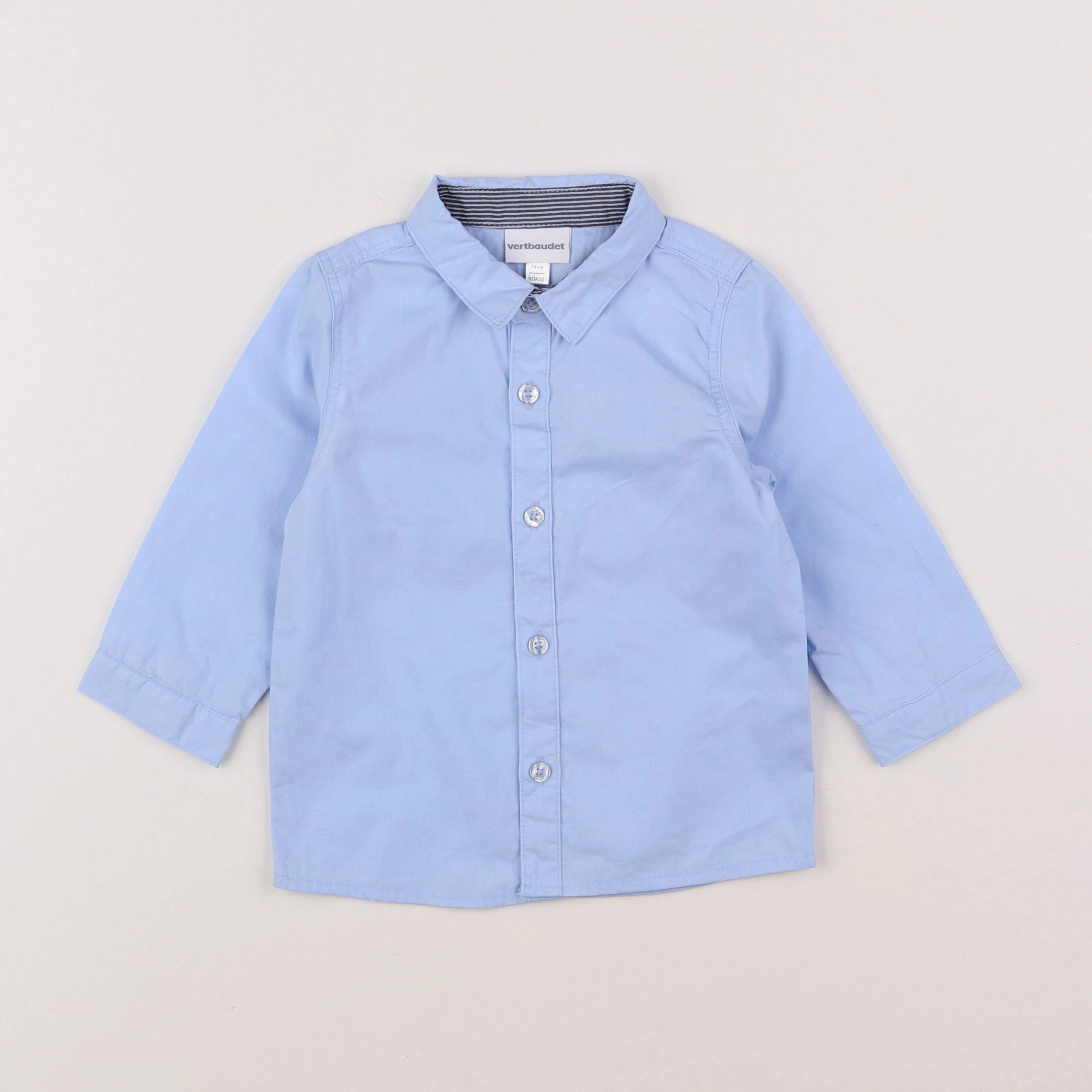 Vertbaudet - chemise bleu - 12 mois