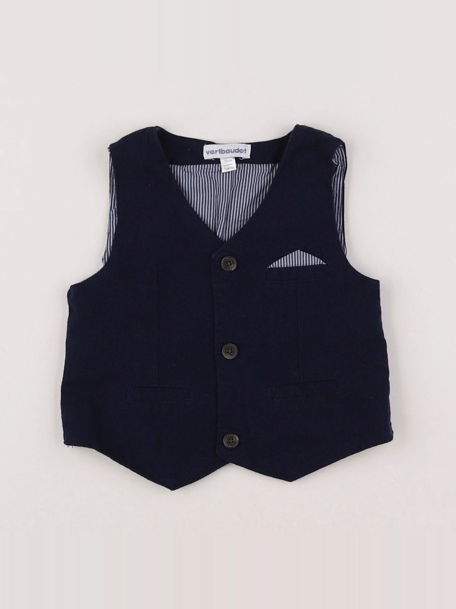 Vertbaudet - gilet bleu - 12 mois
