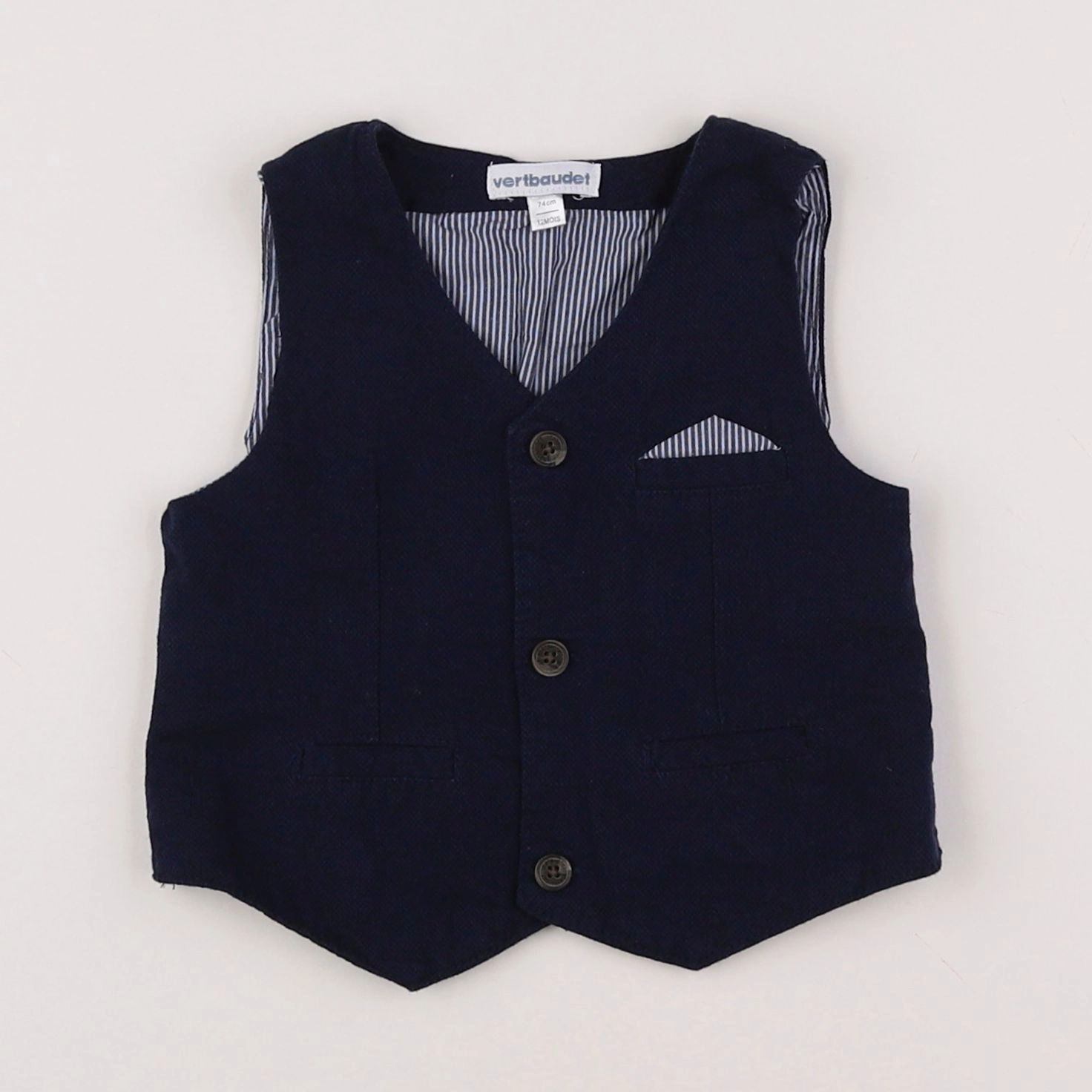 Vertbaudet - gilet bleu - 12 mois