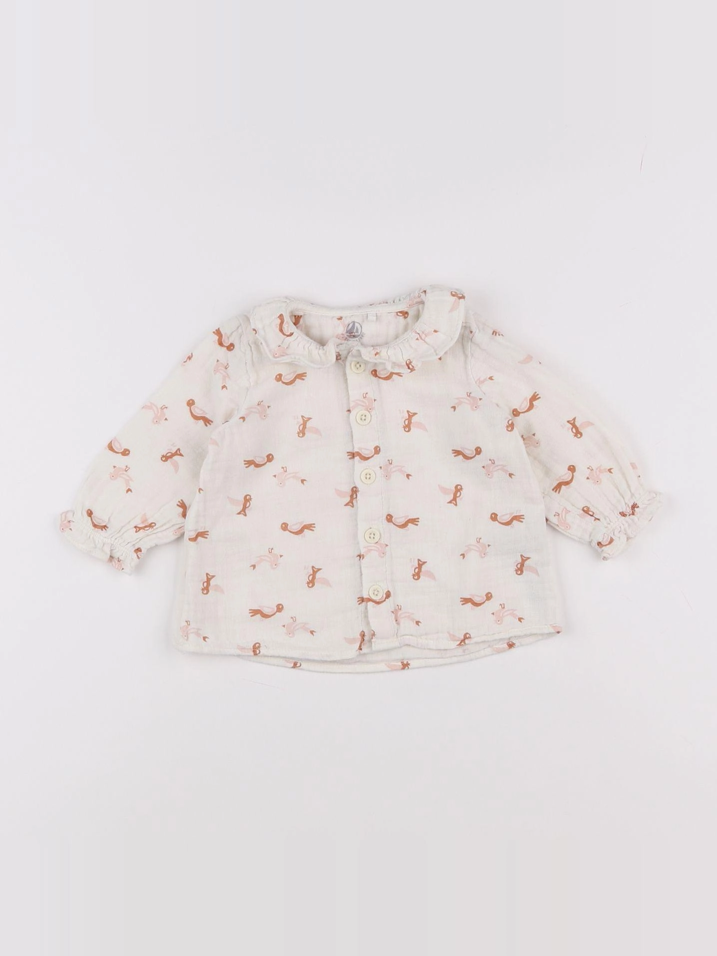 Petit Bateau - chemise blanc - 6 mois
