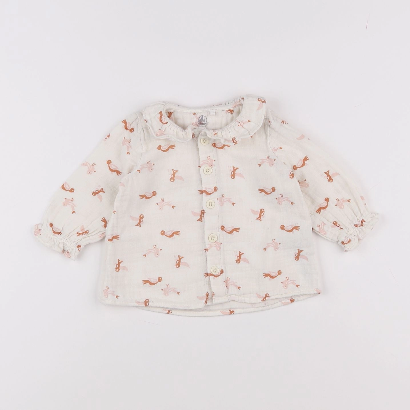 Petit Bateau - chemise blanc - 6 mois