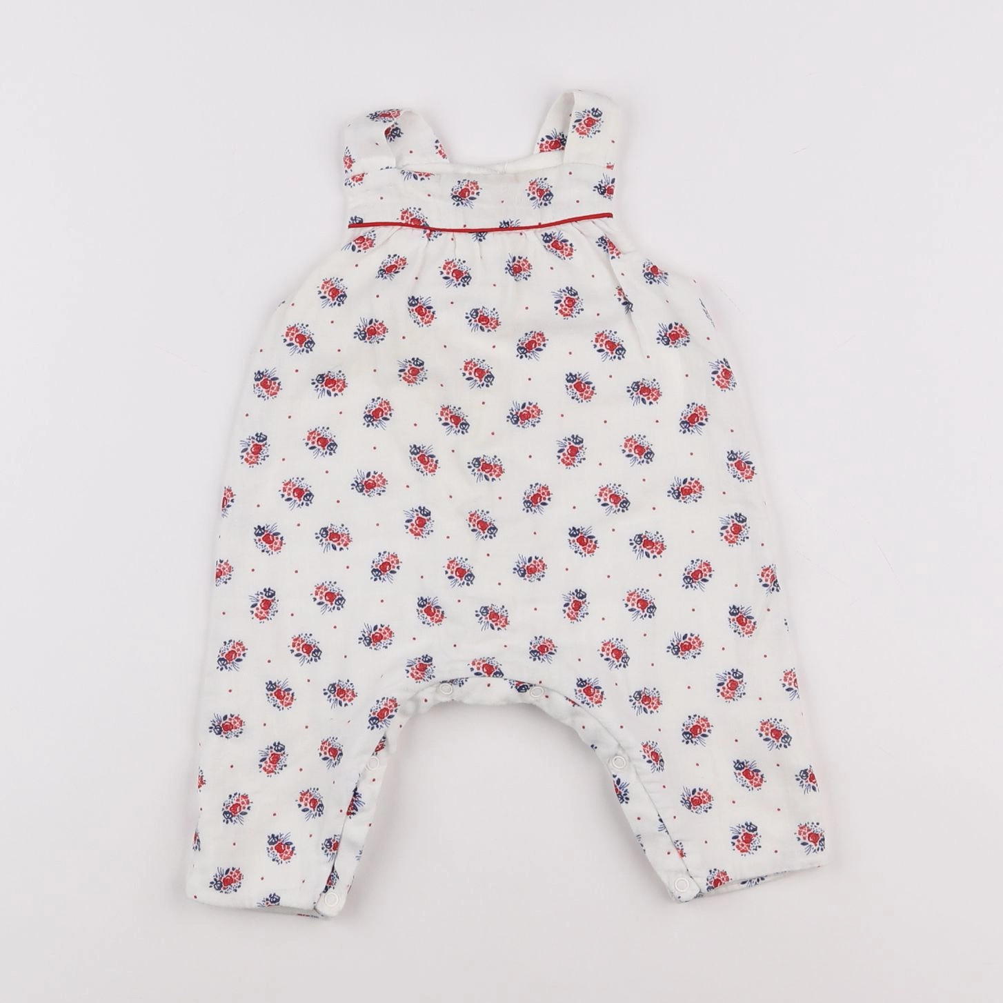 Petit Bateau - salopette blanc, rouge - 18 mois