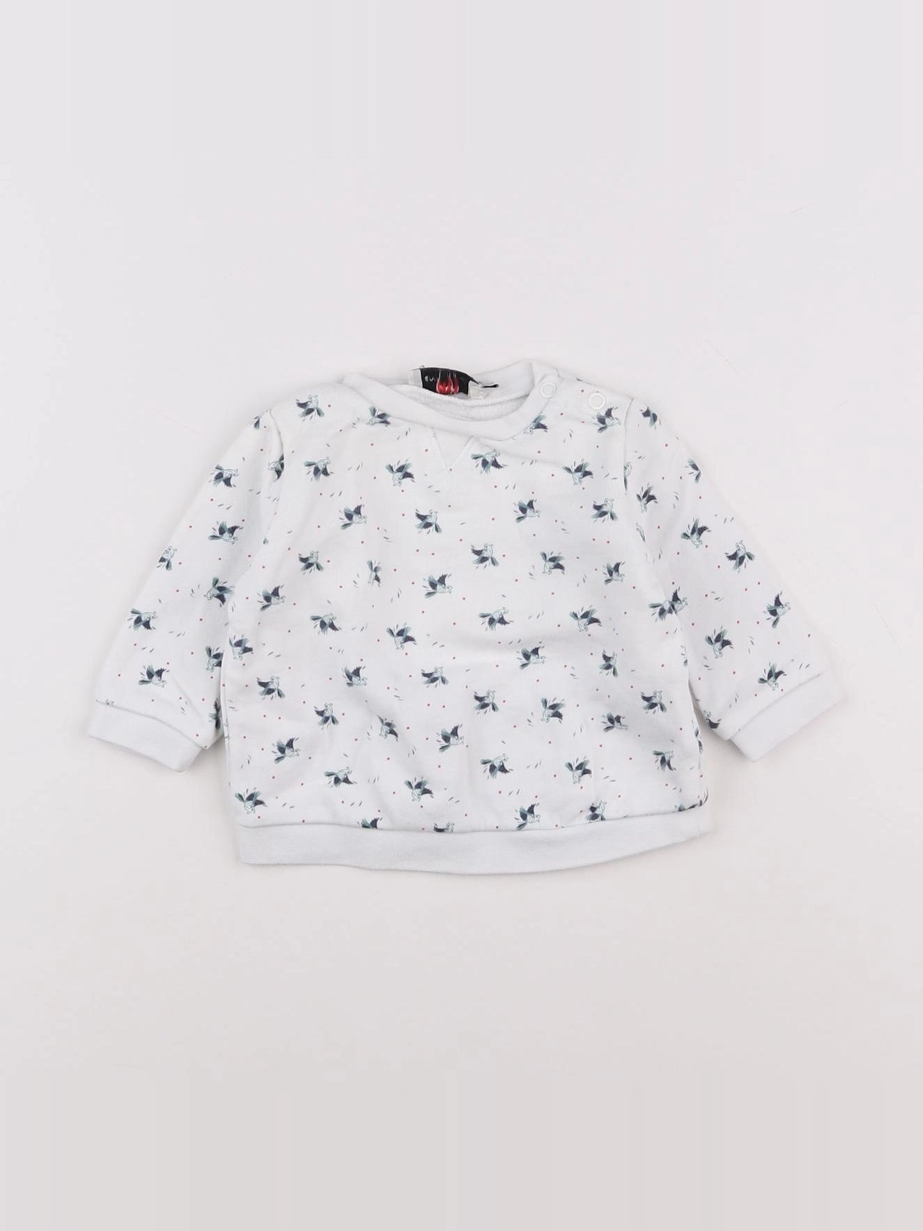 Cyrillus - sweat blanc, vert - 6 mois